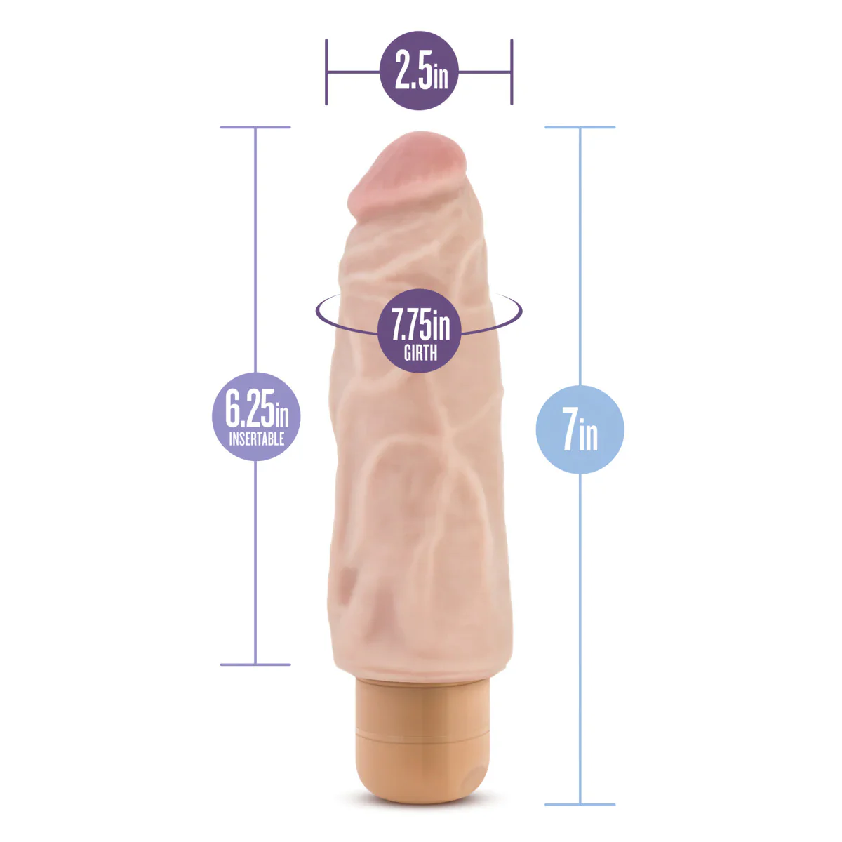 Dr. Skin Cock Vibe 9 Realistic Beige 7.5-Inch Long Vibrating Dildo - Image 2