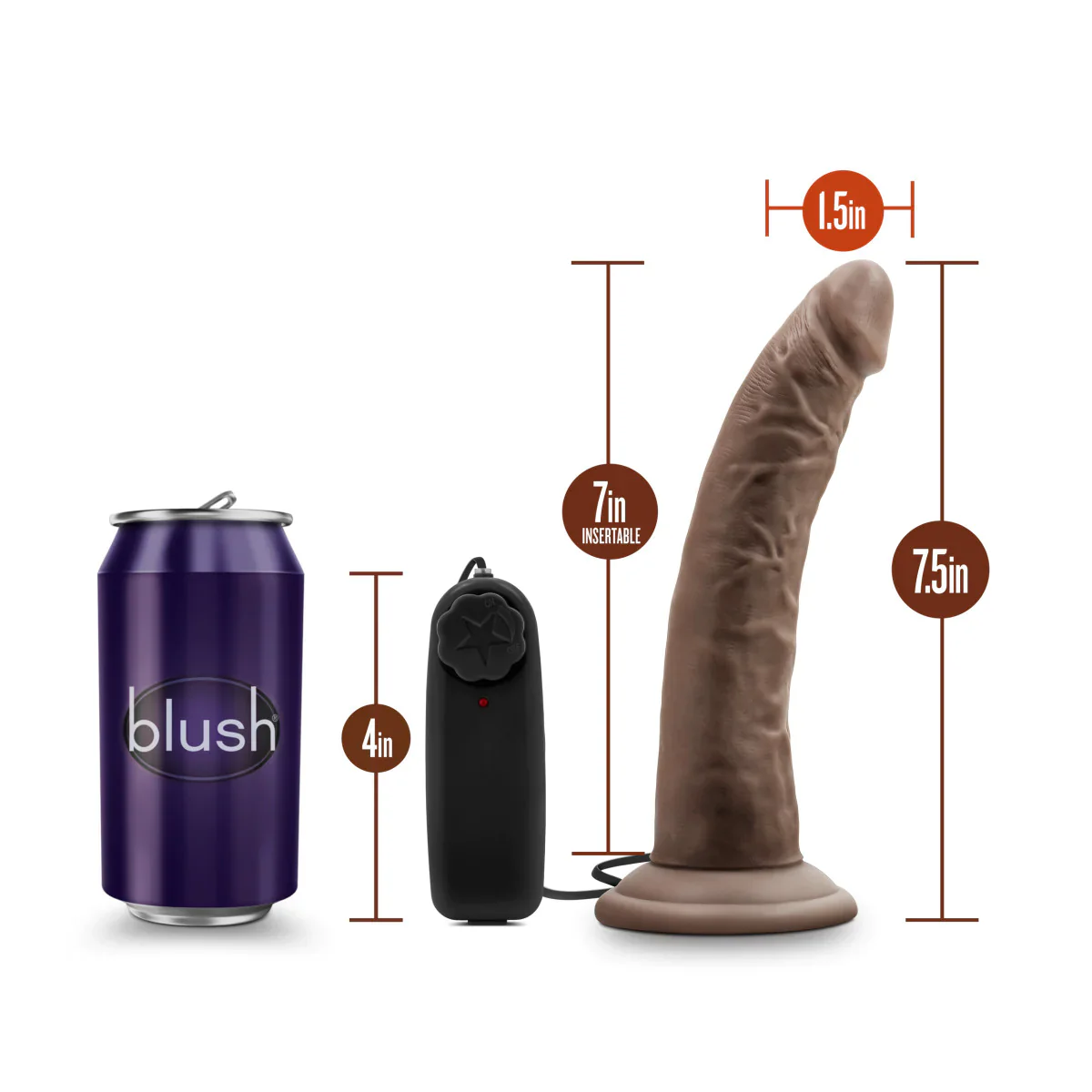 Dr. Skin Dr. Dave Realistic Chocolate 7.5-Inch Vibrating Dildo - Image 2