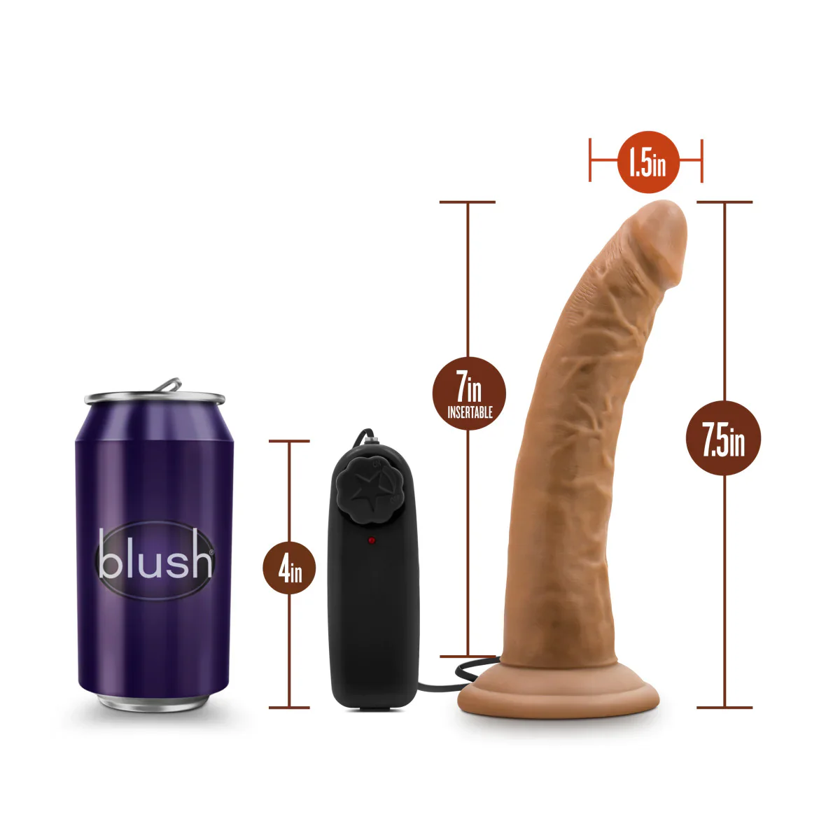 Dr. Skin Dr. Dave Realistic Mocha 7.5-Inch Vibrating Dildo - Image 2