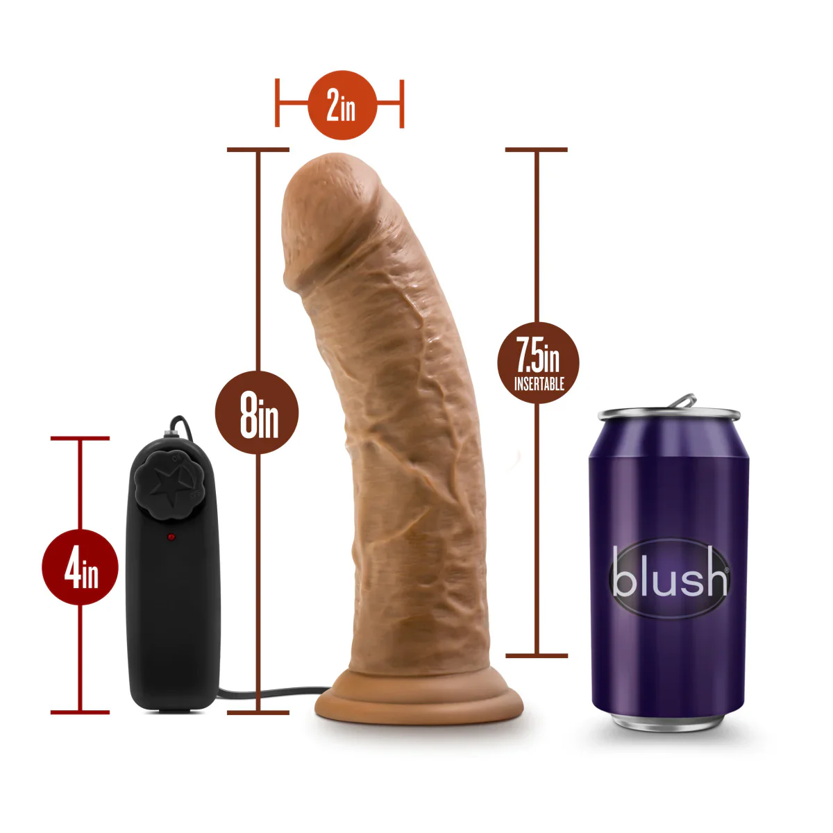 Dr. Skin Dr. Joe Realistic Mocha 8-Inch Long  Vibrating Dildo - Image 2