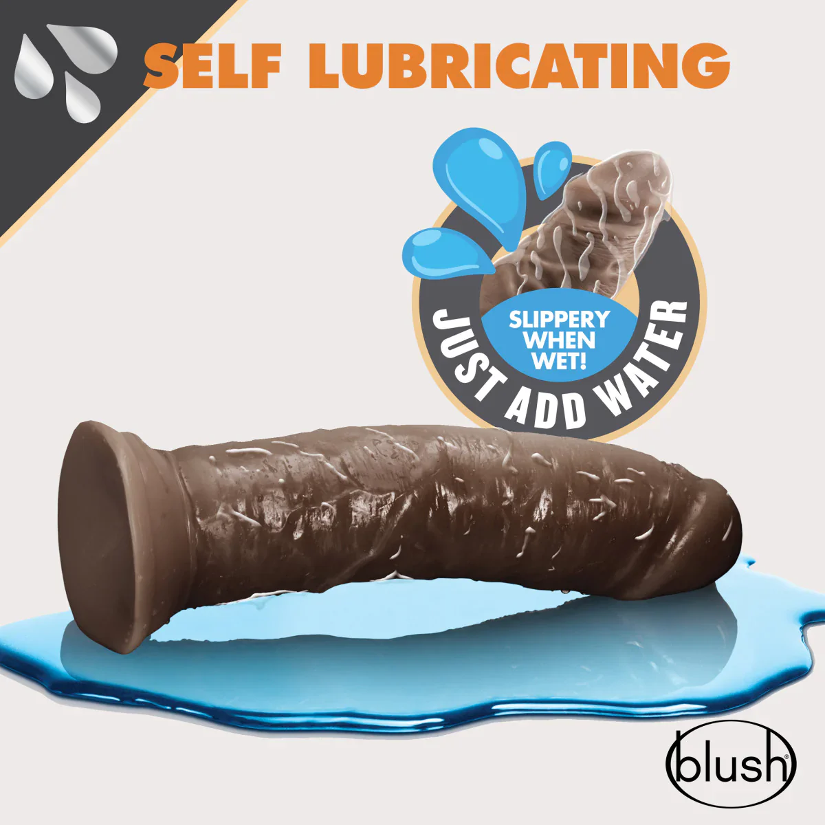 Dr. Skin Glide Realistic Self-lubricating Chocolate 8-Inch Long Dildo - Image 4