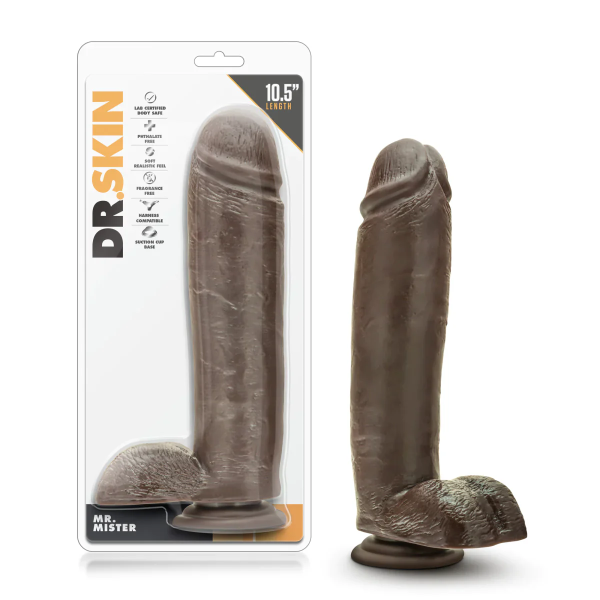 Dr. Skin Mr. Mister Realistic Chocolate 11-Inch Long Dildo - Image 3