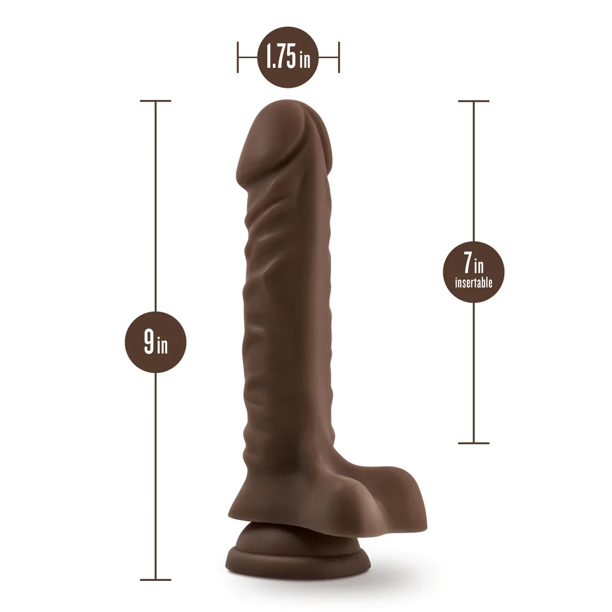 Dr. Skin Plus Posable Dildo with Balls 9in - Chocolate - Image 2