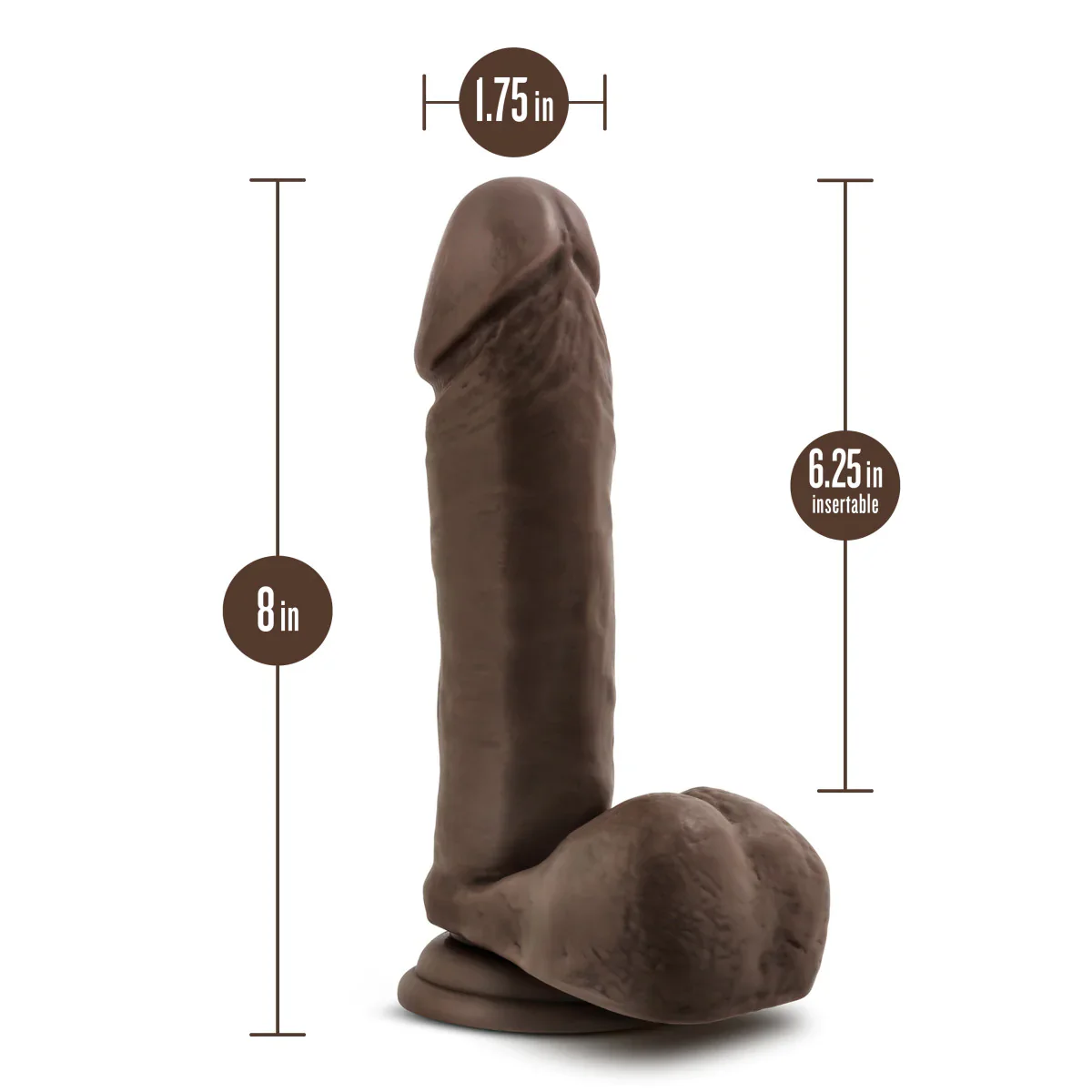 Dr. Skin Plus Realistic Chocolate 8-Inch Long Dildo - Image 3