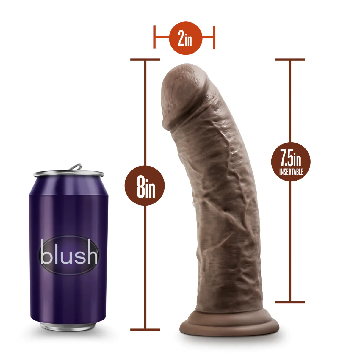 Dr. Skin Realistic Chocolate 8-Inch Long Dildo - Image 2