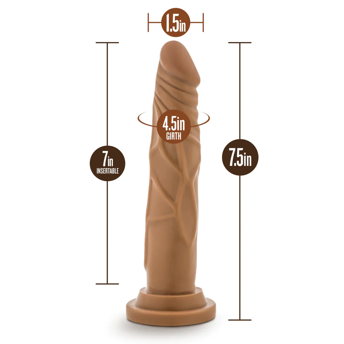 Dr. Skin Realistic Cock Realistic Mocha 7.5-Inch Long Dildo - Image 2
