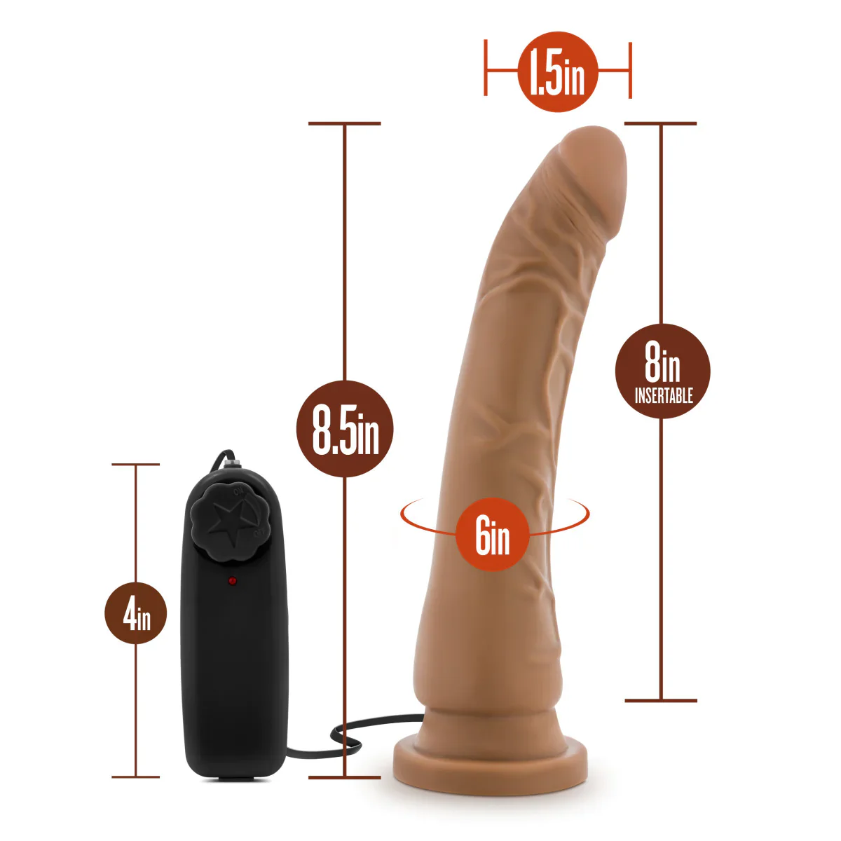 Dr. Skin Realistic Curved Mocha 8.5-Inch Vibrating Dildo - Image 2