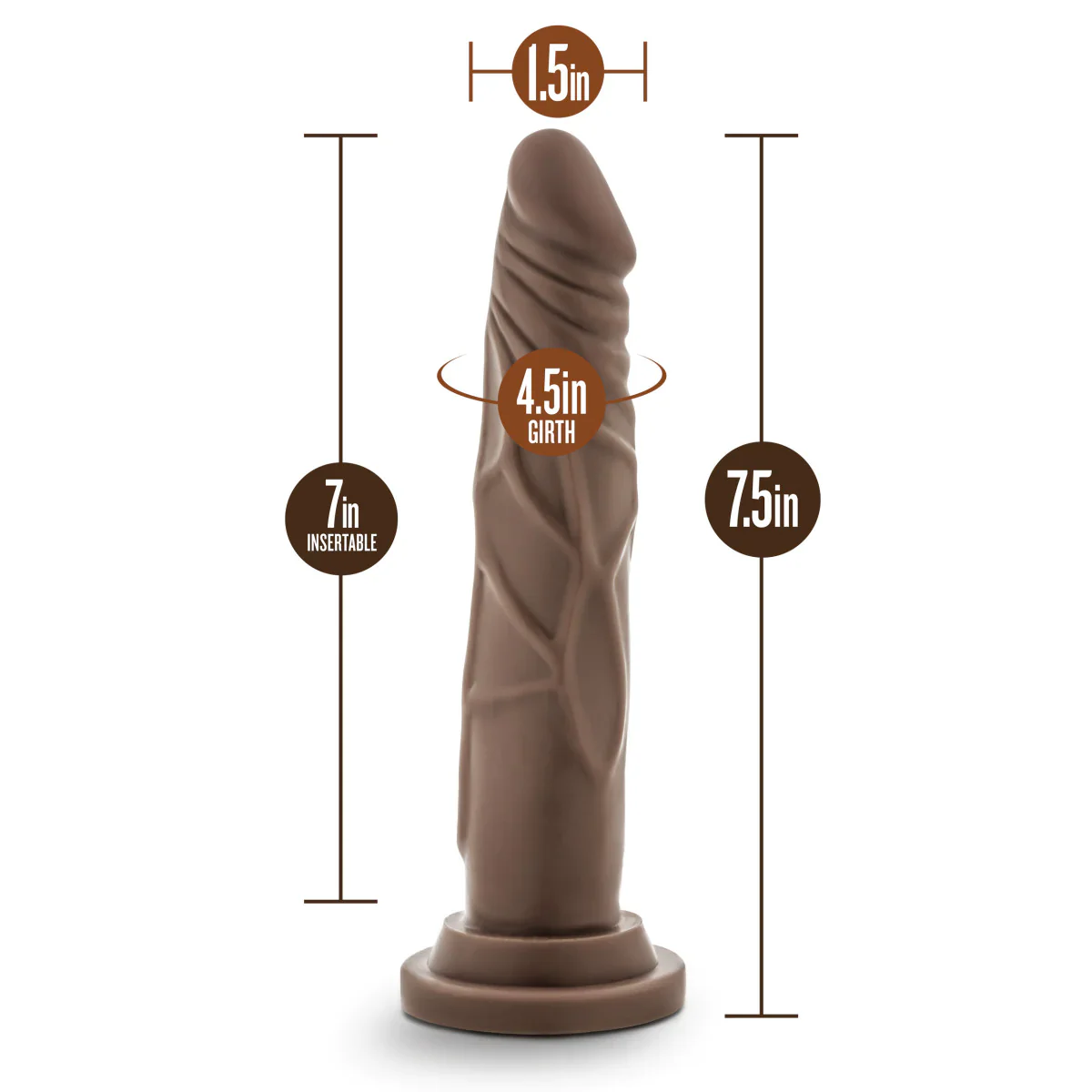 Dr. Skin Silicone Dr. Carter Realistic Chocolate 7.5-Inch Long Dildo - Image 2