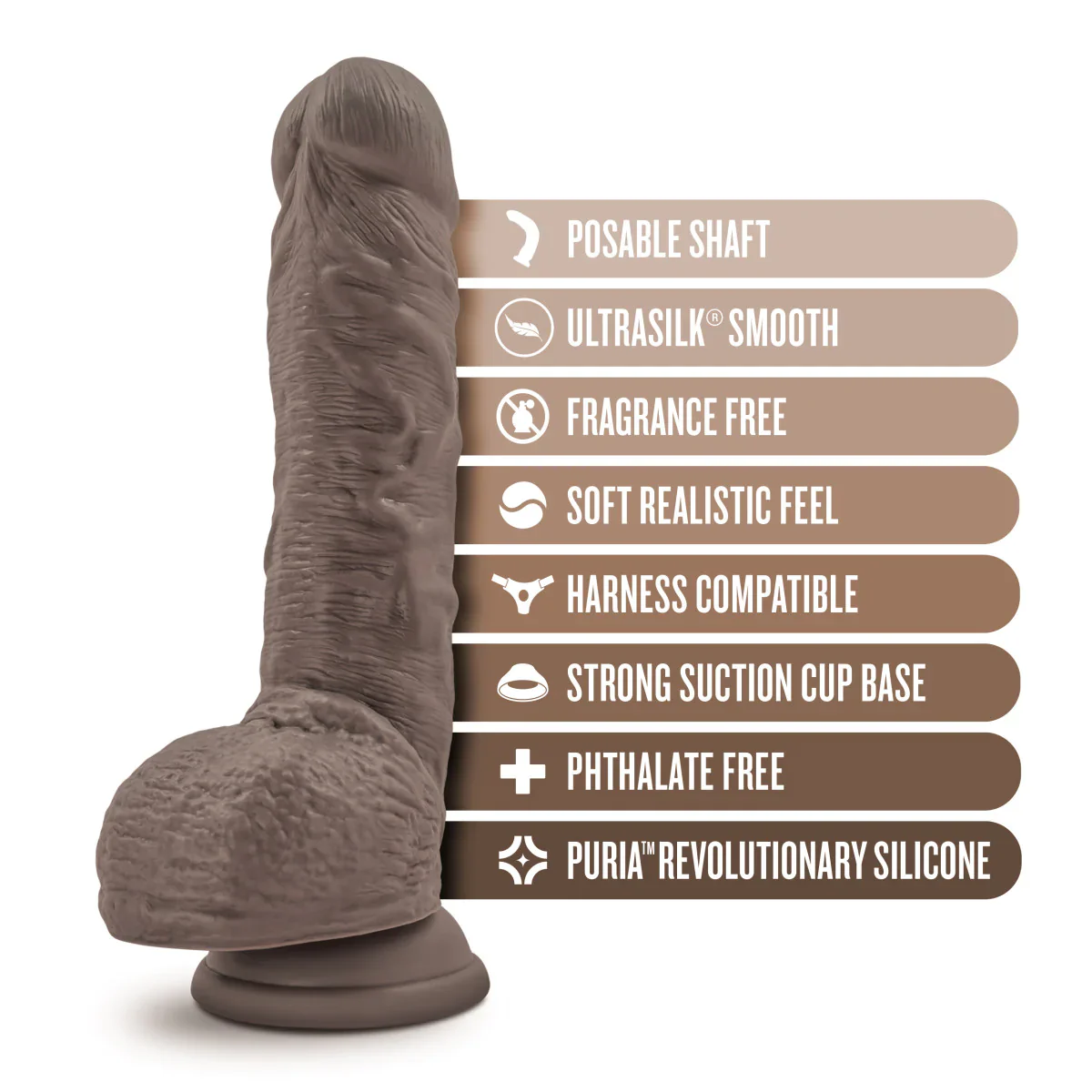 Dr. Skin Silicone Dr. Mason Realistic Chocolate 9-Inch Long Dildo - Image 3