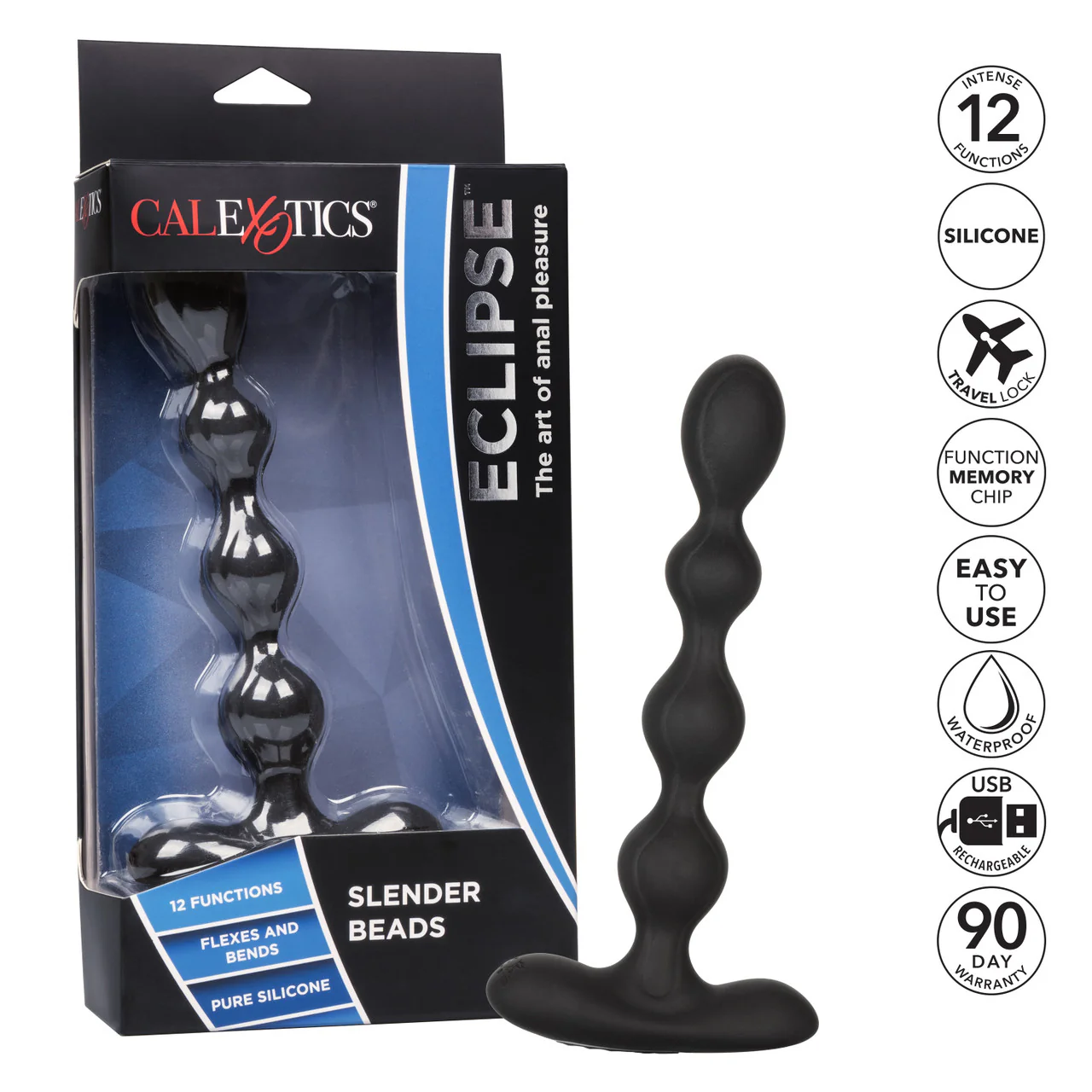 Eclipse Slender Beads Silicone Flexible Rechargeable Anal Beads Probe Waterproof 7in - Image 6