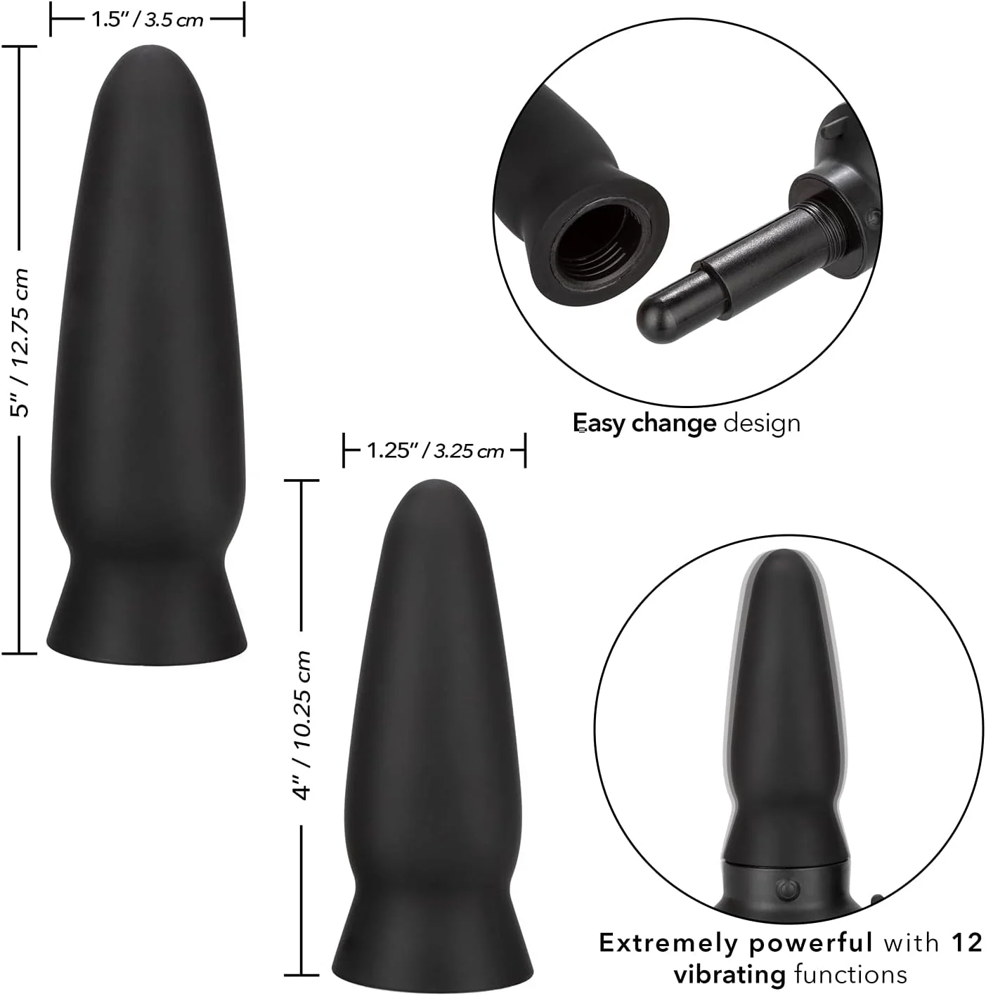 Eclipse Interchangeable Rechargeable Silicone Probe with Remote Control - Black - Image 5