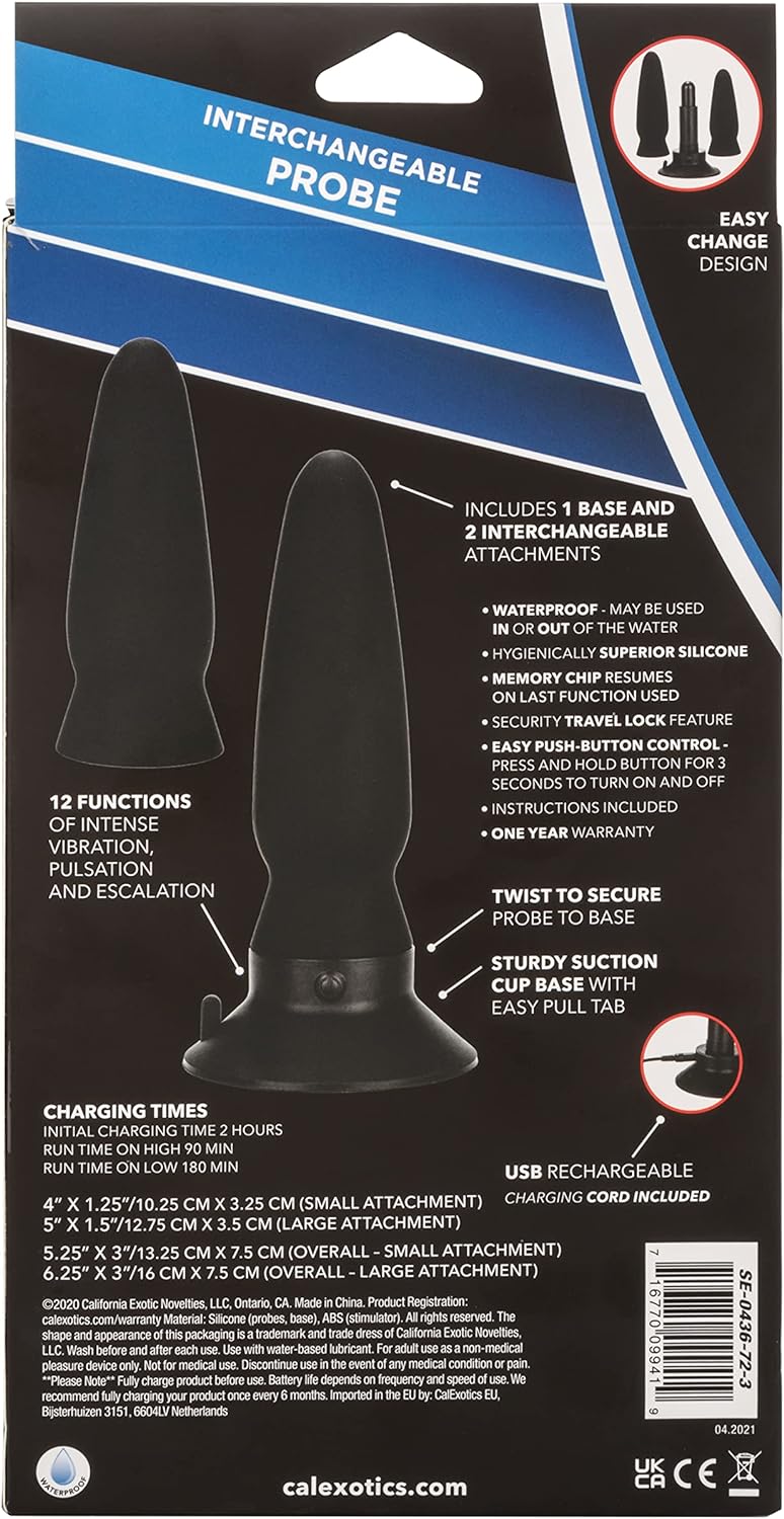 Eclipse Interchangeable Rechargeable Silicone Probe with Remote Control - Black - Image 8