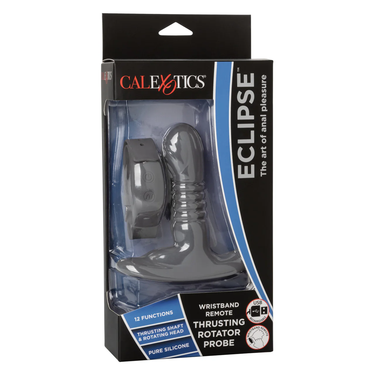 Eclipse Silicone Rechargeable Thrusting Rotator Anal Probe with Remote Control - Image 3