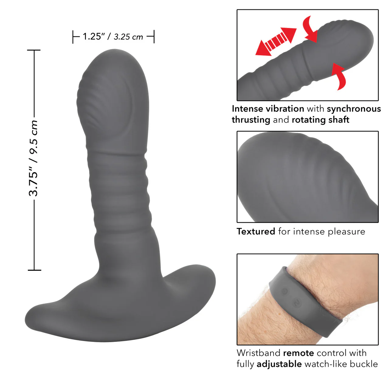 Eclipse Silicone Rechargeable Thrusting Rotator Anal Probe with Remote Control - Image 5