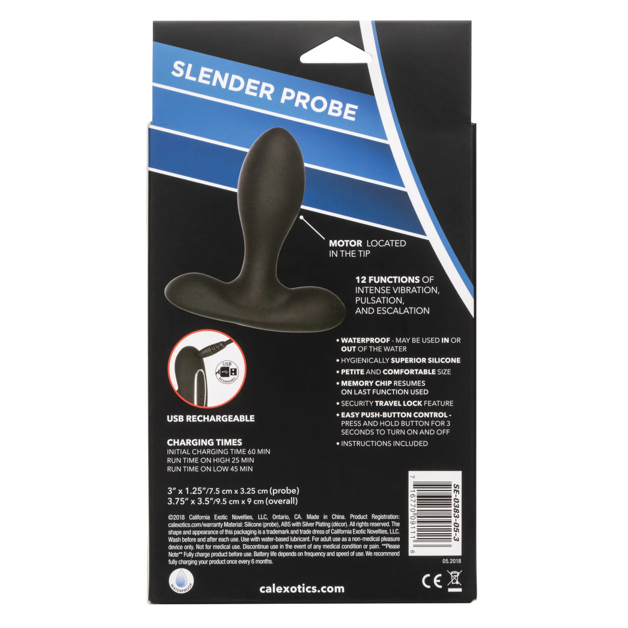 Eclipse Slender Probe Silicone Rechargeable Anal Plug Waterproof 3.75in - Image 5