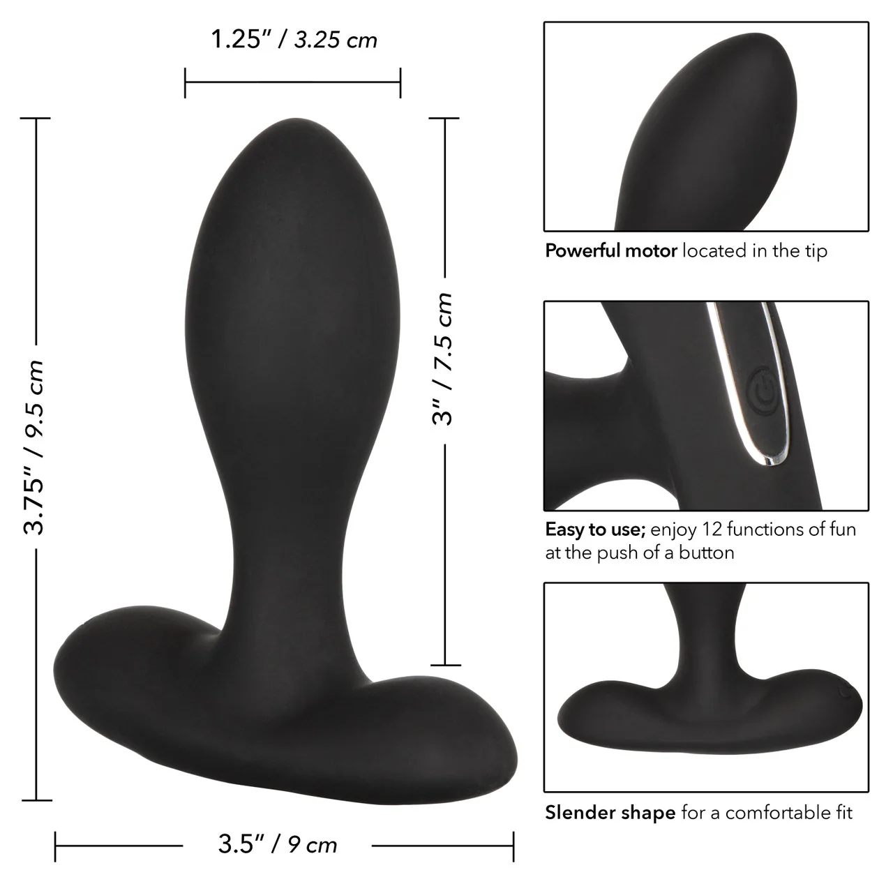 Eclipse Slender Probe Silicone Rechargeable Anal Plug Waterproof 3.75in - Image 6