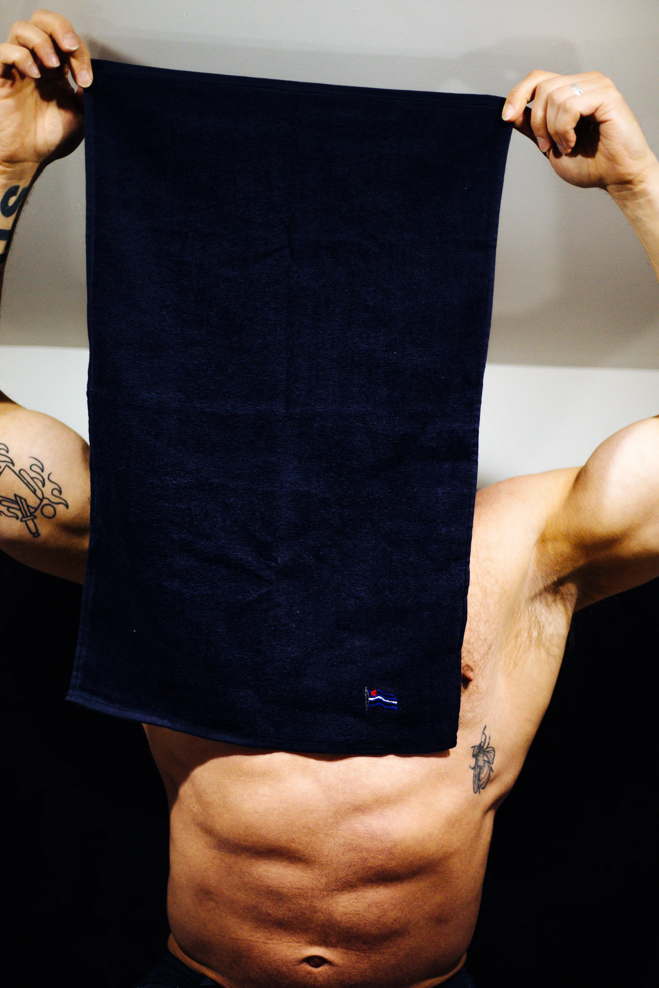 Embroidered Cum Towel Leather Flag Black - Image 3