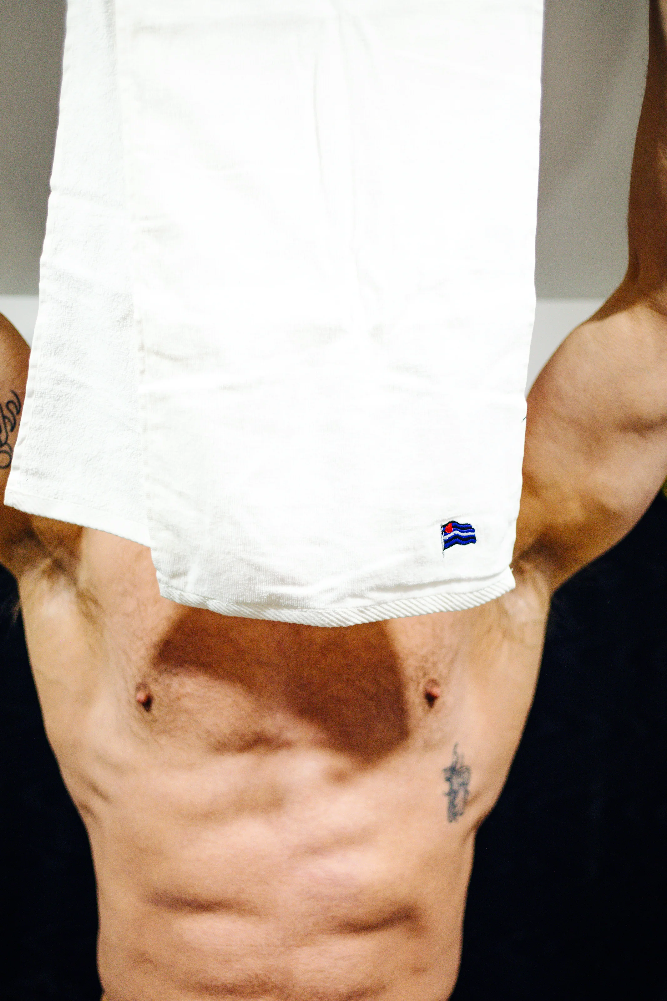 Embroidered Cum Towel Leather Flag White - Image 3
