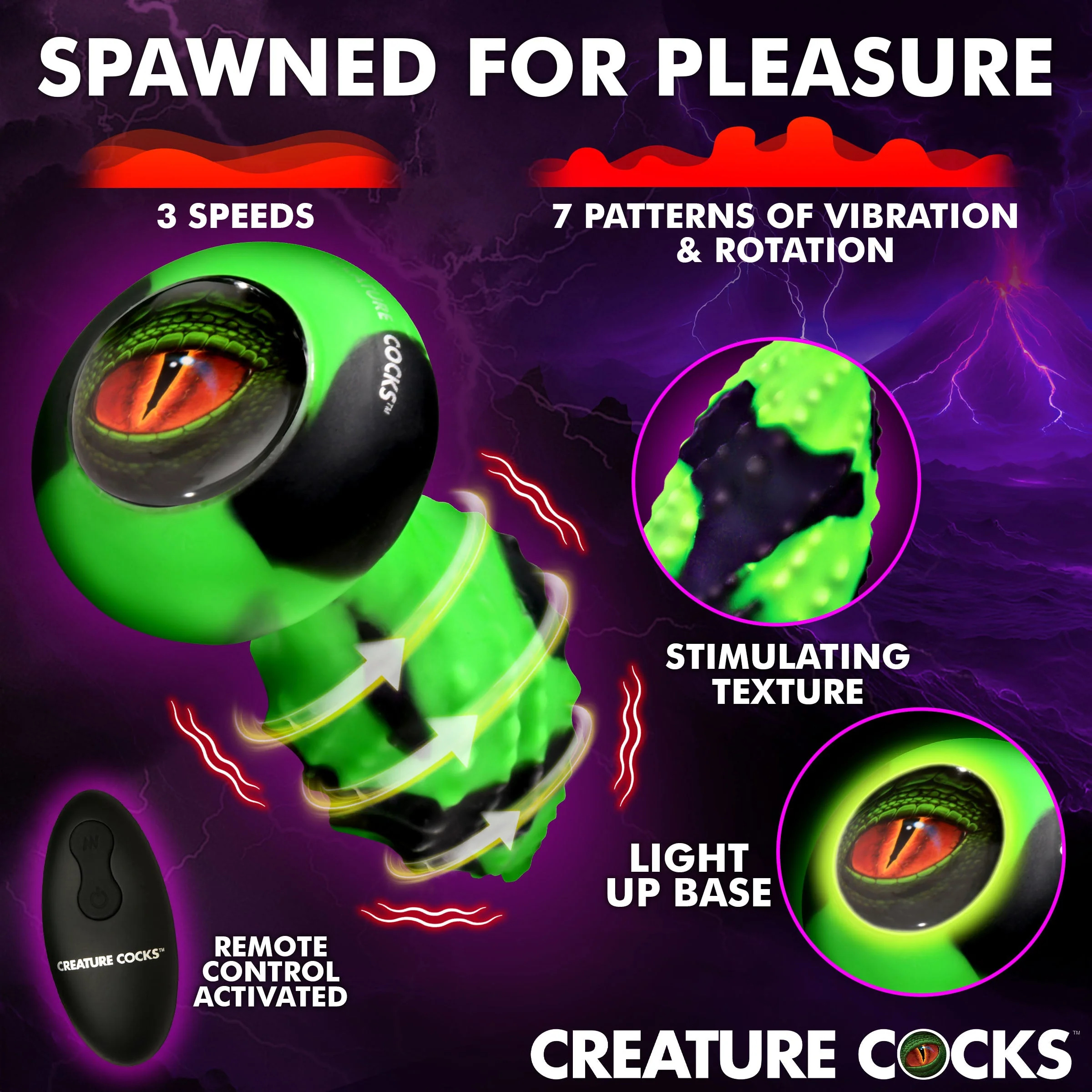 Eye of the Spawn Vibrating & Squirming Silicone Butt Plug - Image 4