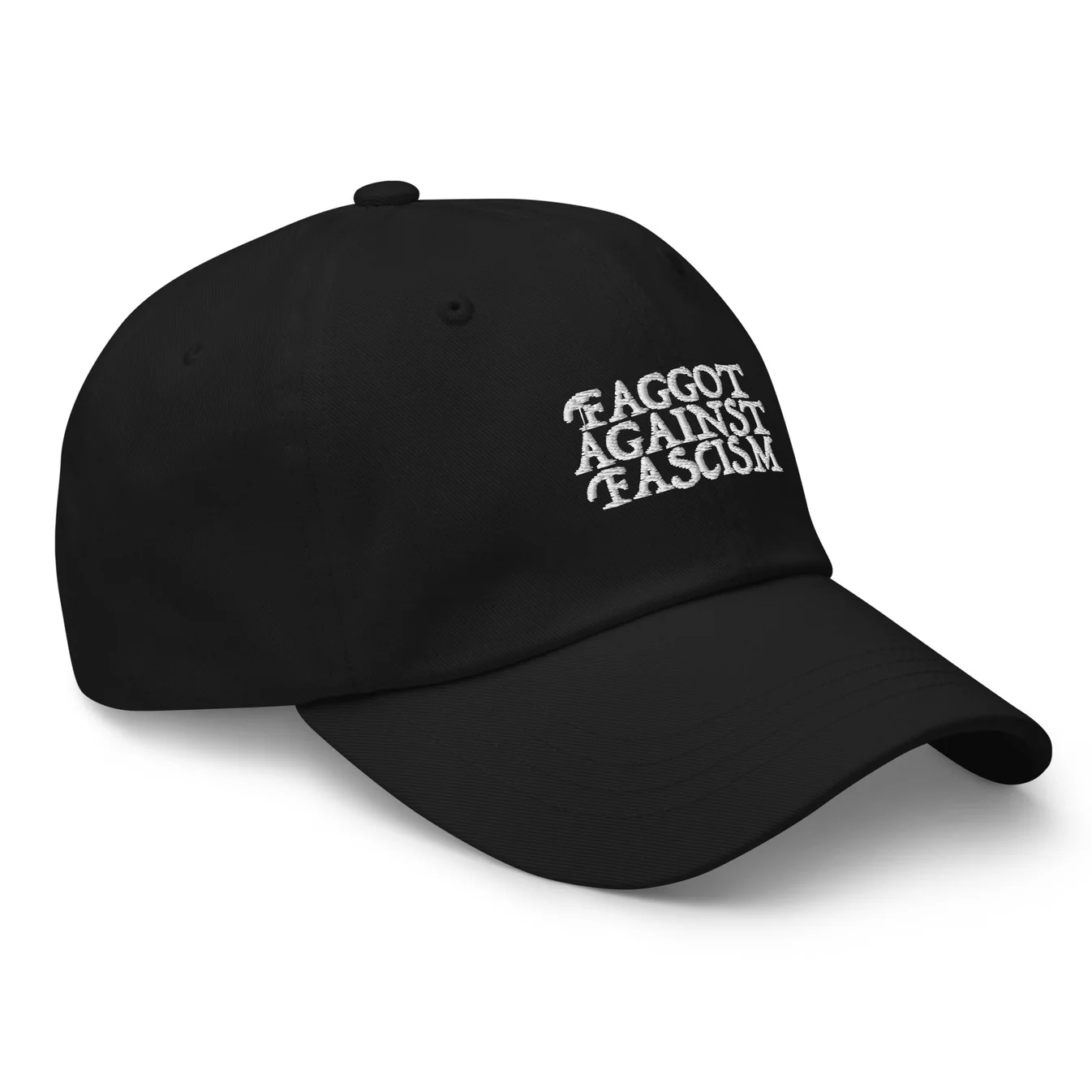 Faggot Against Fascism Dad Hat by YES HOMO in Black - Image 3
