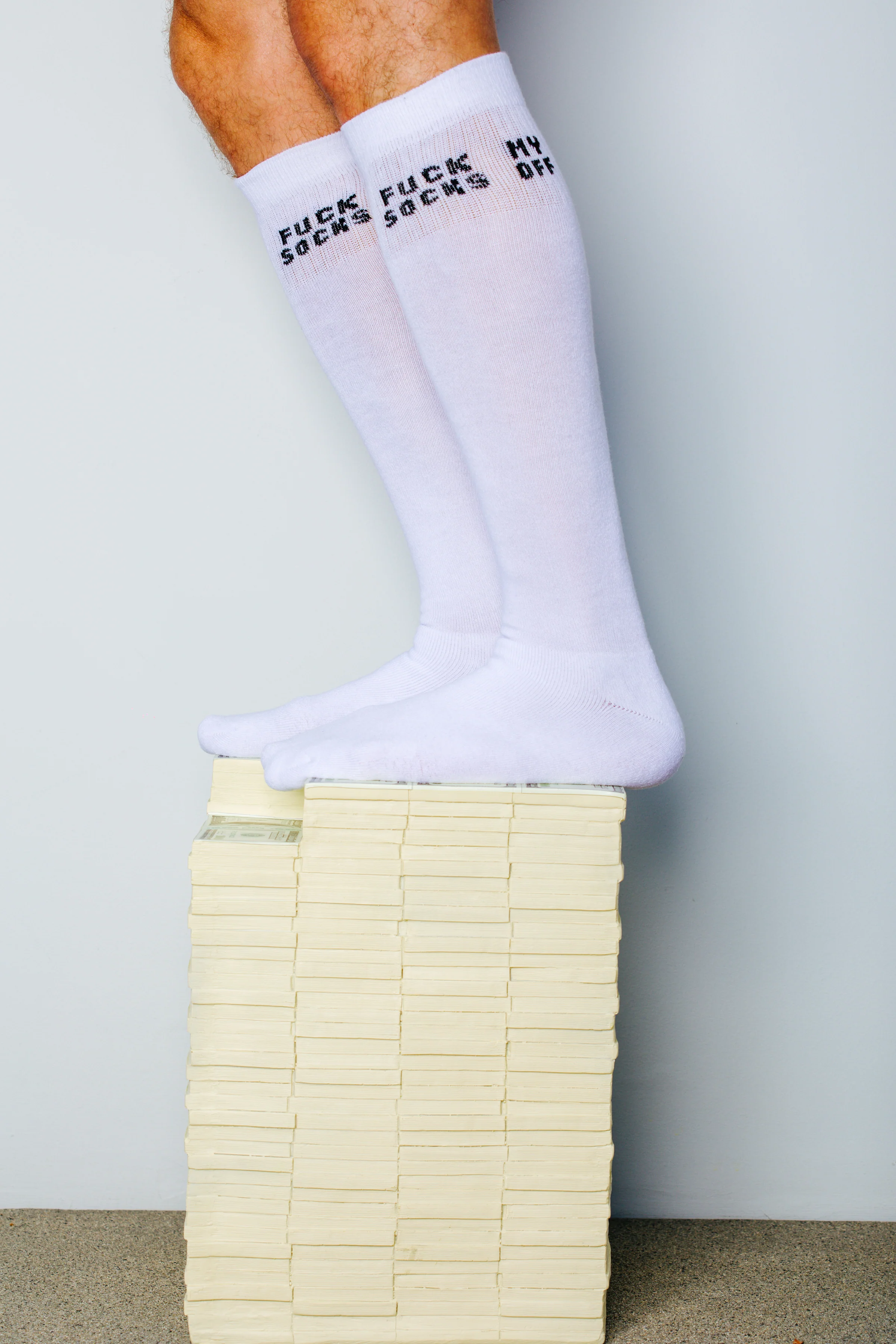 FUCK MY SOCKS OFF SOCKS Knee High White - Image 2