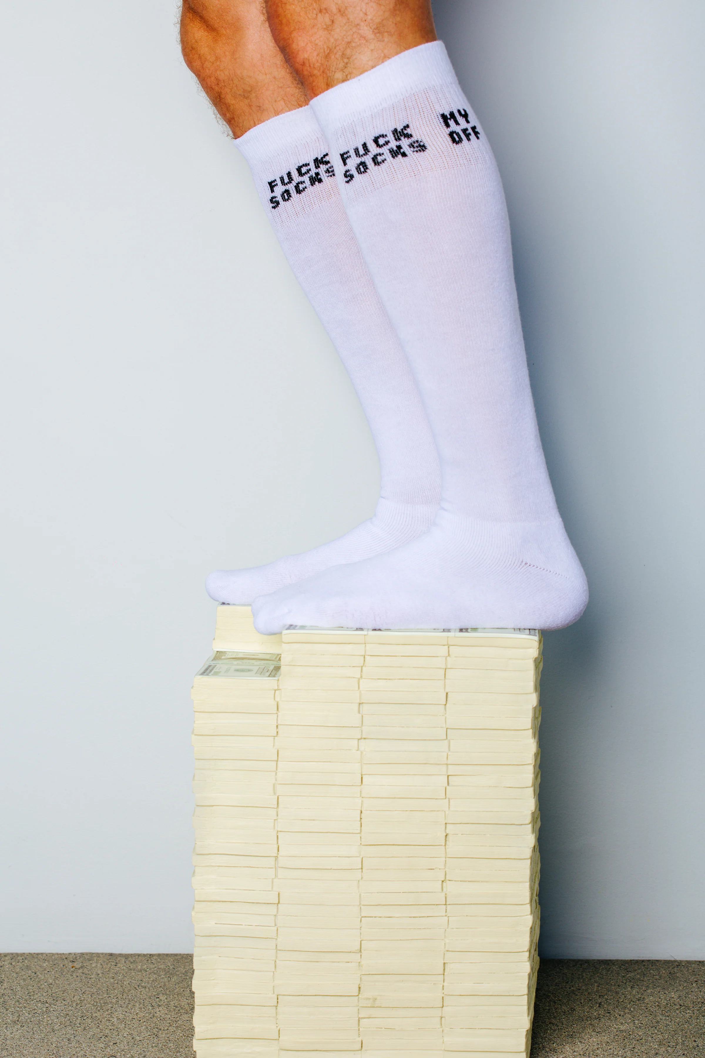 FUCK MY SOCKS OFF SOCKS Knee High White - Image 3
