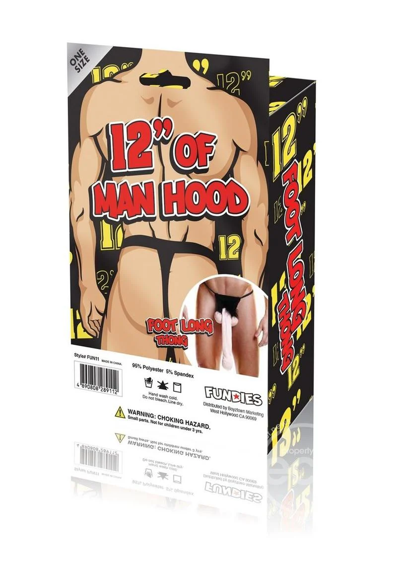 Fundies Foot Long Thong With Paper Ruler - O/S - Black - Image 4