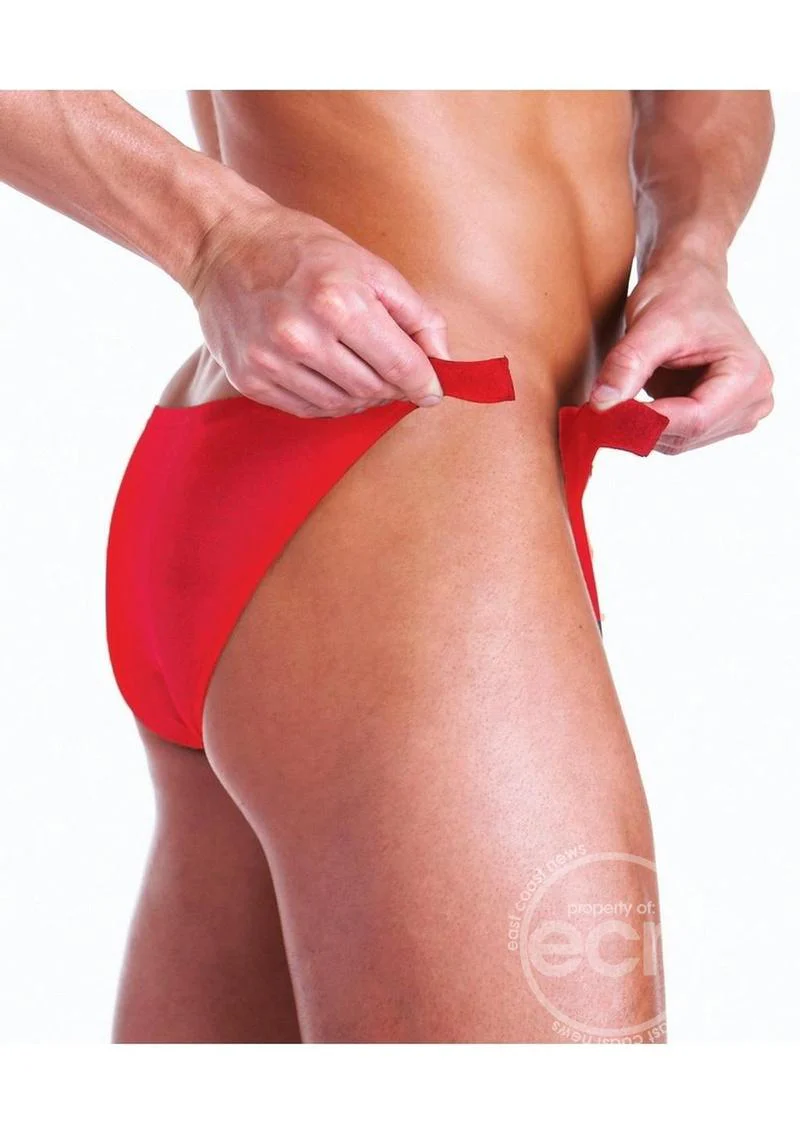 Fundies Rip it Off Bikini with Red Satin Ribbon - O/S - Red - Image 3