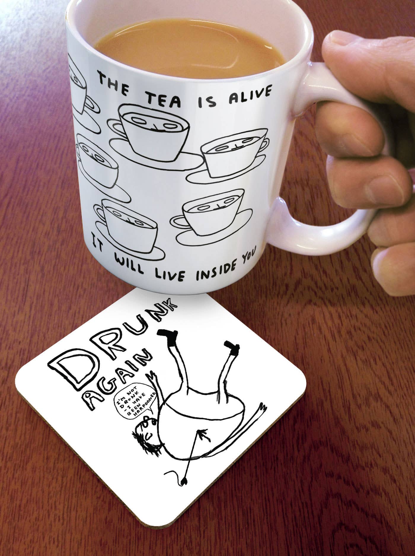 David Shrigley Coaster - Drunk Again - Image 2