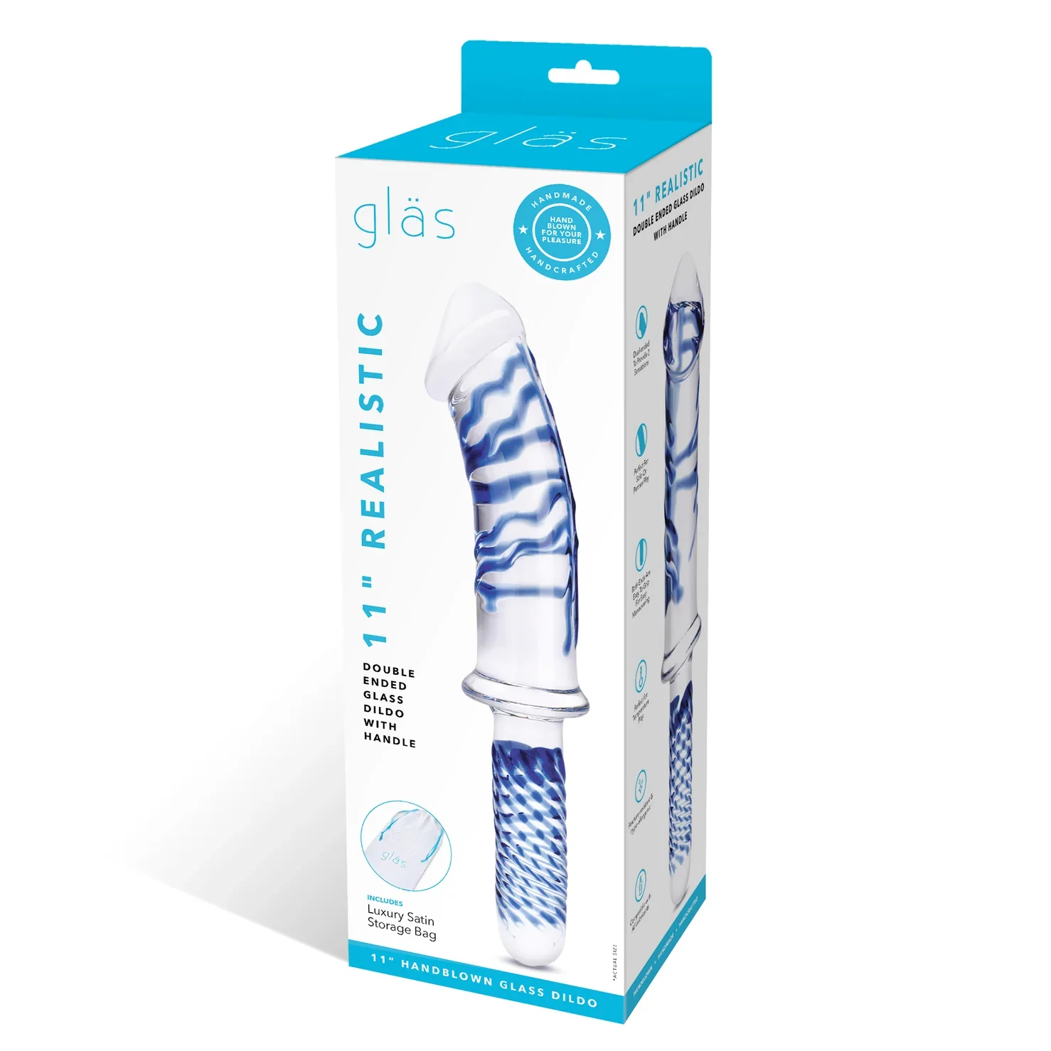 Gläs 11" Realistic Double Ended Glass Dildo with handle - Image 8