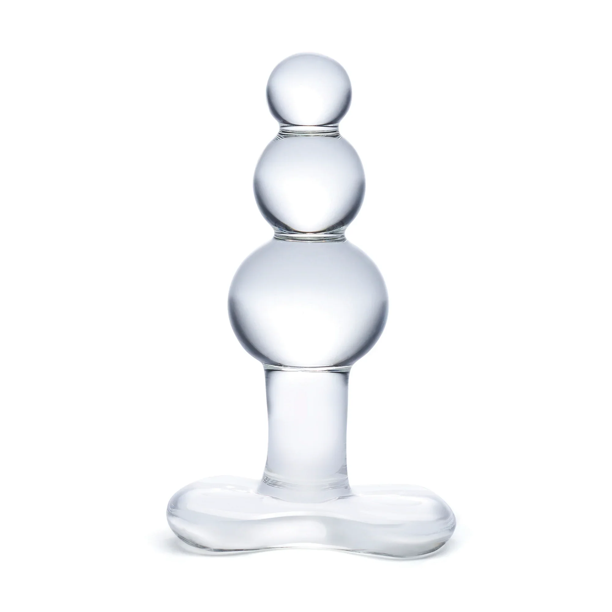 Gläs 4" Beaded Glass Butt Plug with Tapered Base - Image 2