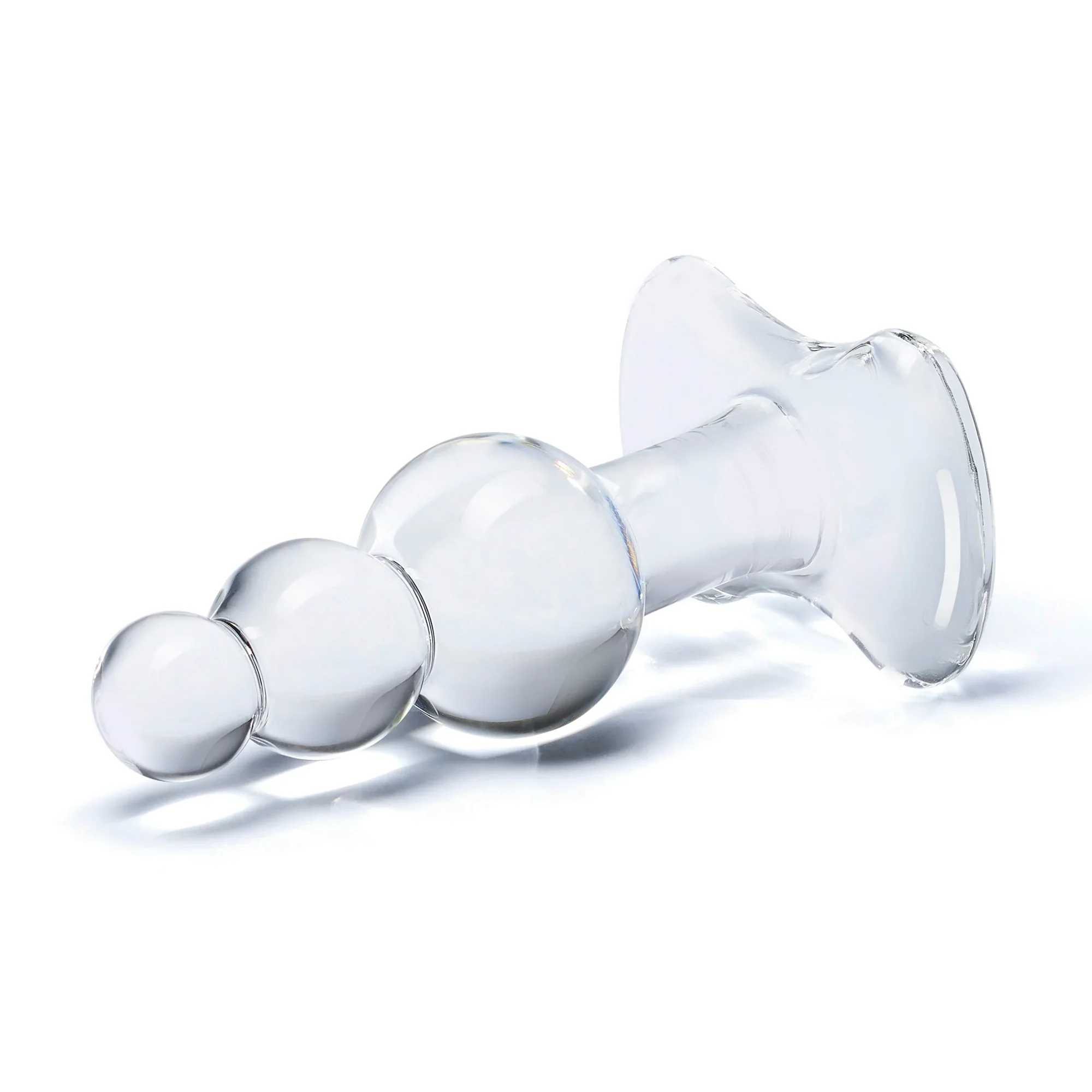 Gläs 4" Beaded Glass Butt Plug with Tapered Base - Image 3