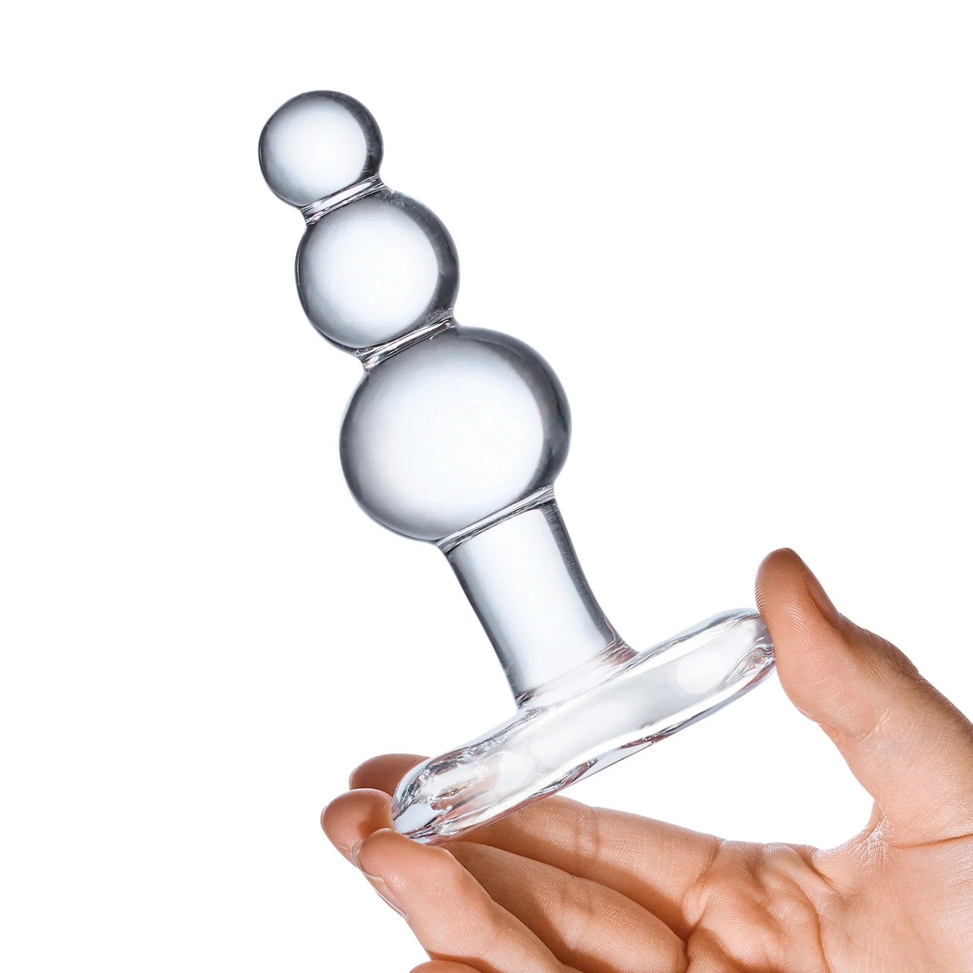 Gläs 4" Beaded Glass Butt Plug with Tapered Base - Image 4