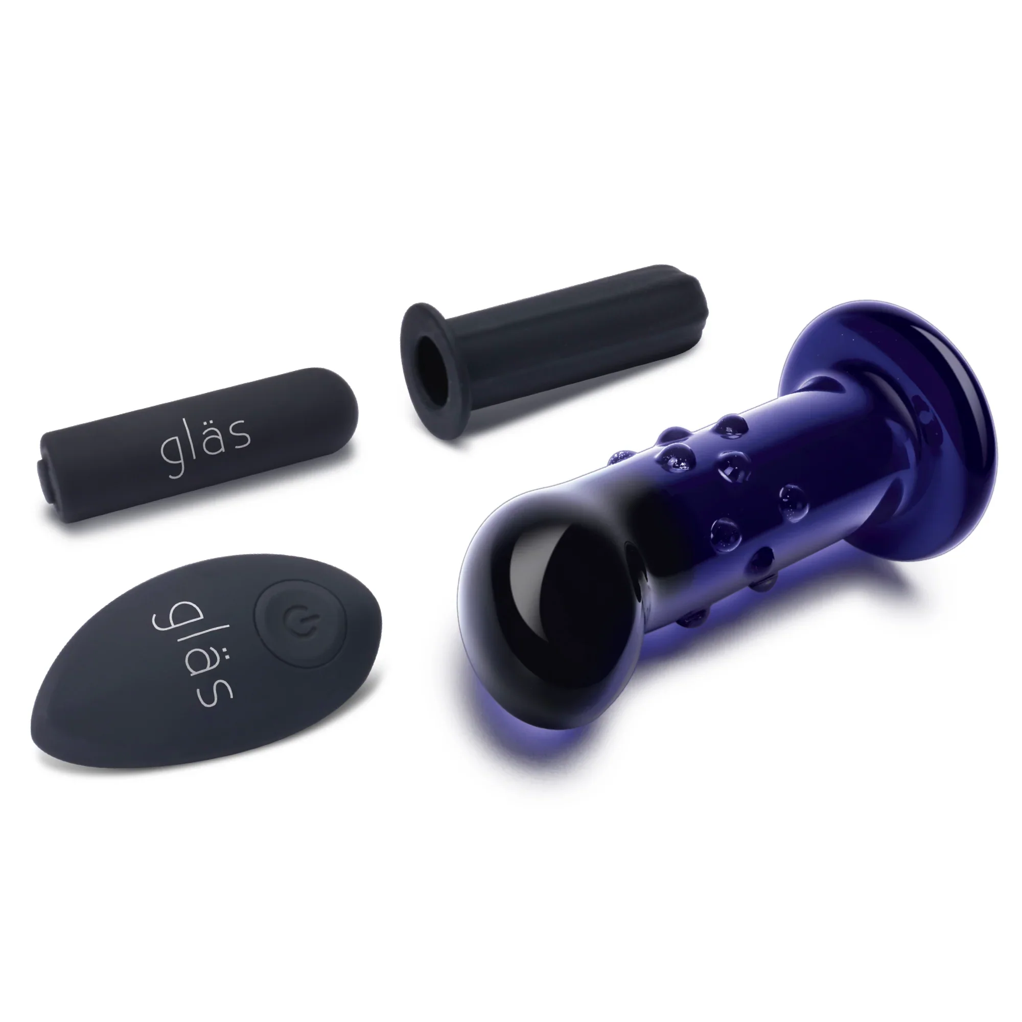Gläs 4” Rechargeable Remote Controlled Vibrating Dotted P-Spot Plug - Image 3