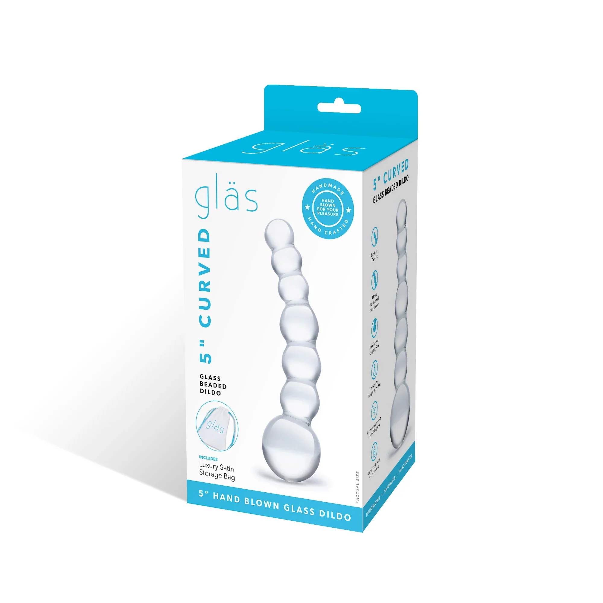 Gläs 5" Curved Glass Beaded Dildo - Image 9