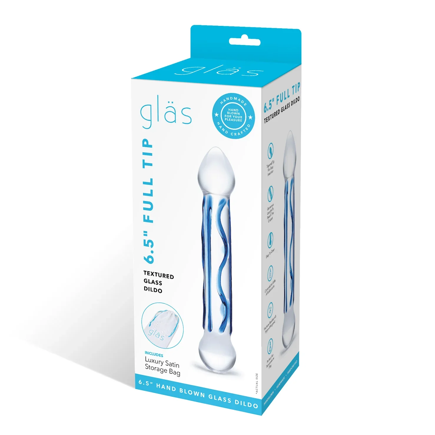 Gläs 6.5" Full Tip Textured Glass Dildo - Image 8
