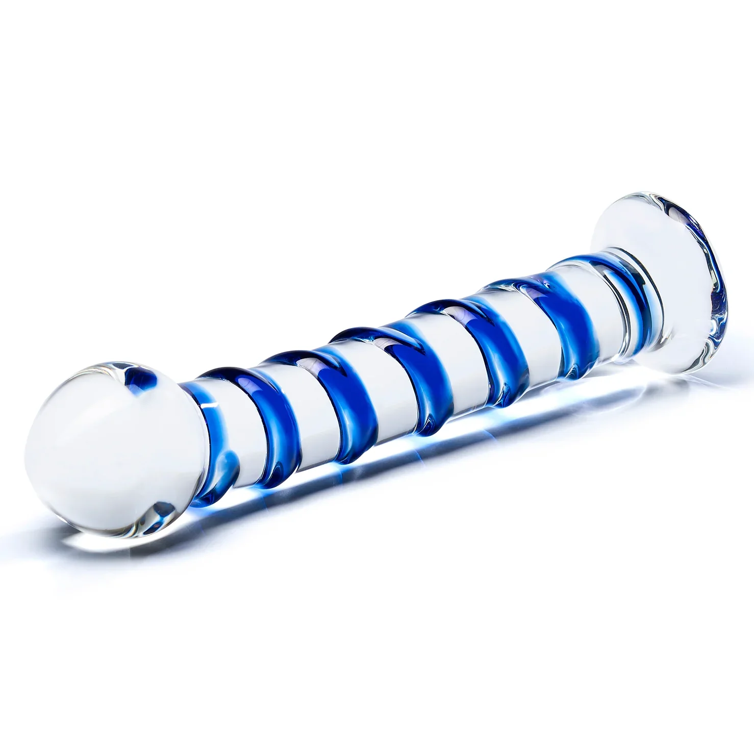 Gläs 7.5" Blue Spiral Glass Dildo - Image 3