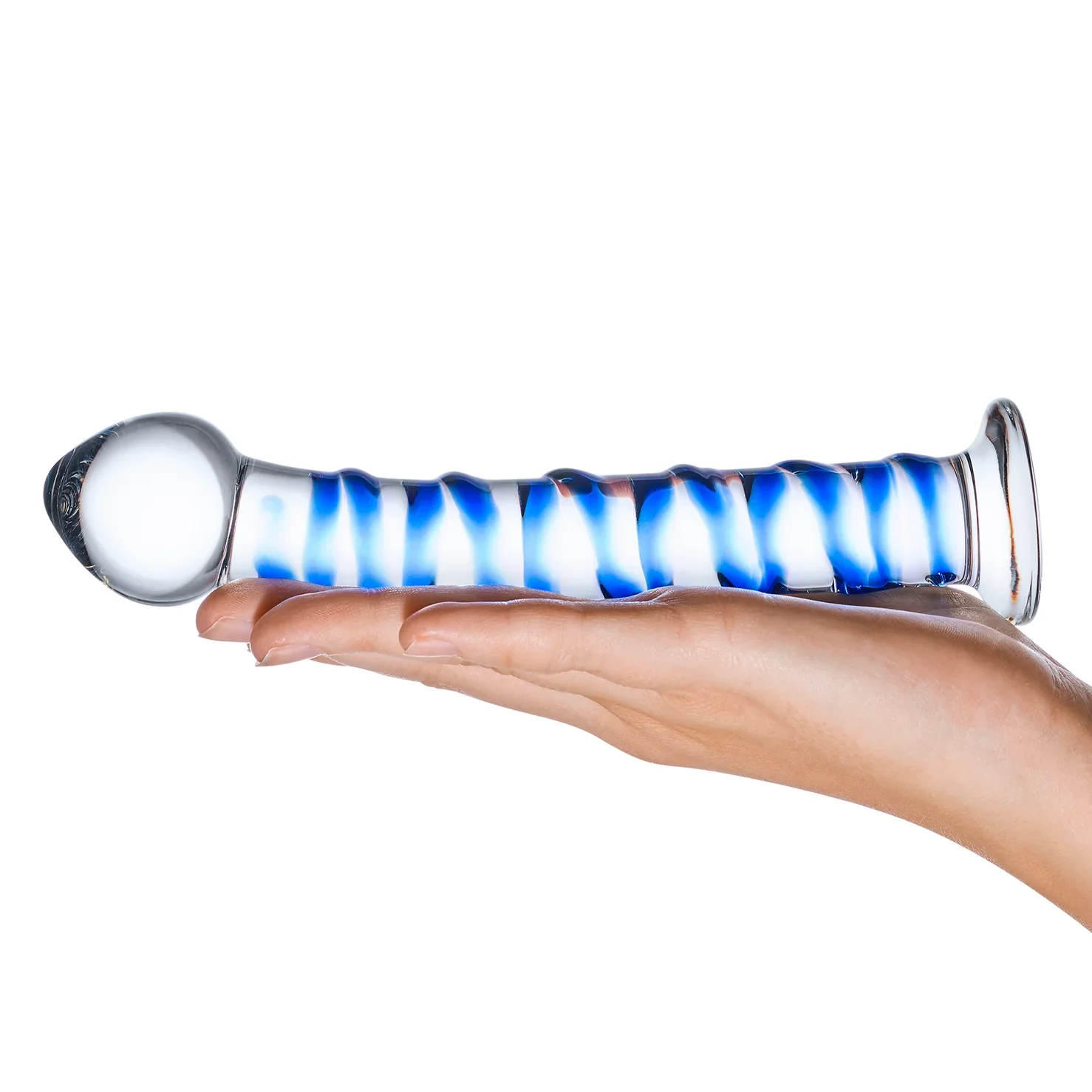 Gläs 7.5" Blue Spiral Glass Dildo - Image 5