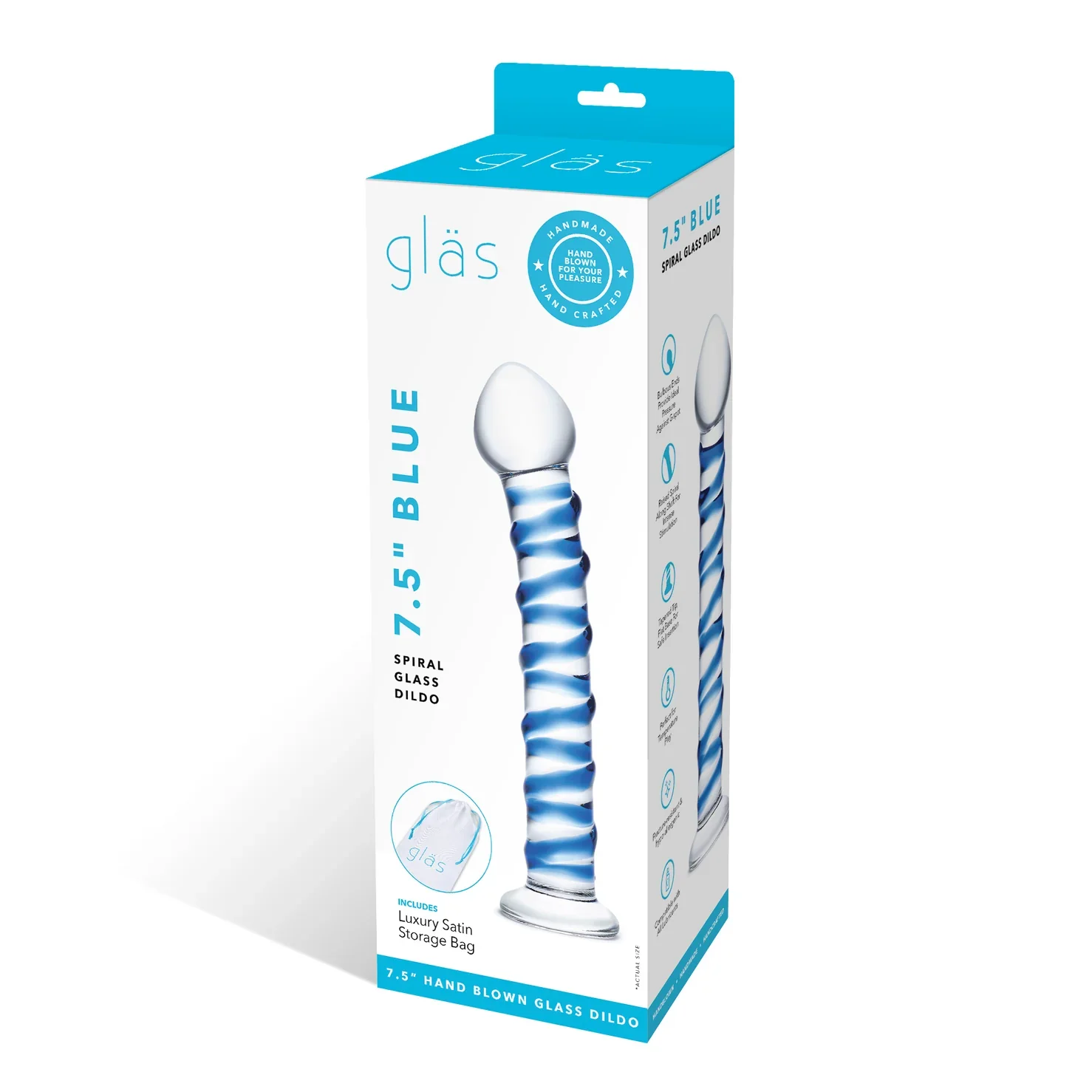 Gläs 7.5" Blue Spiral Glass Dildo - Image 8