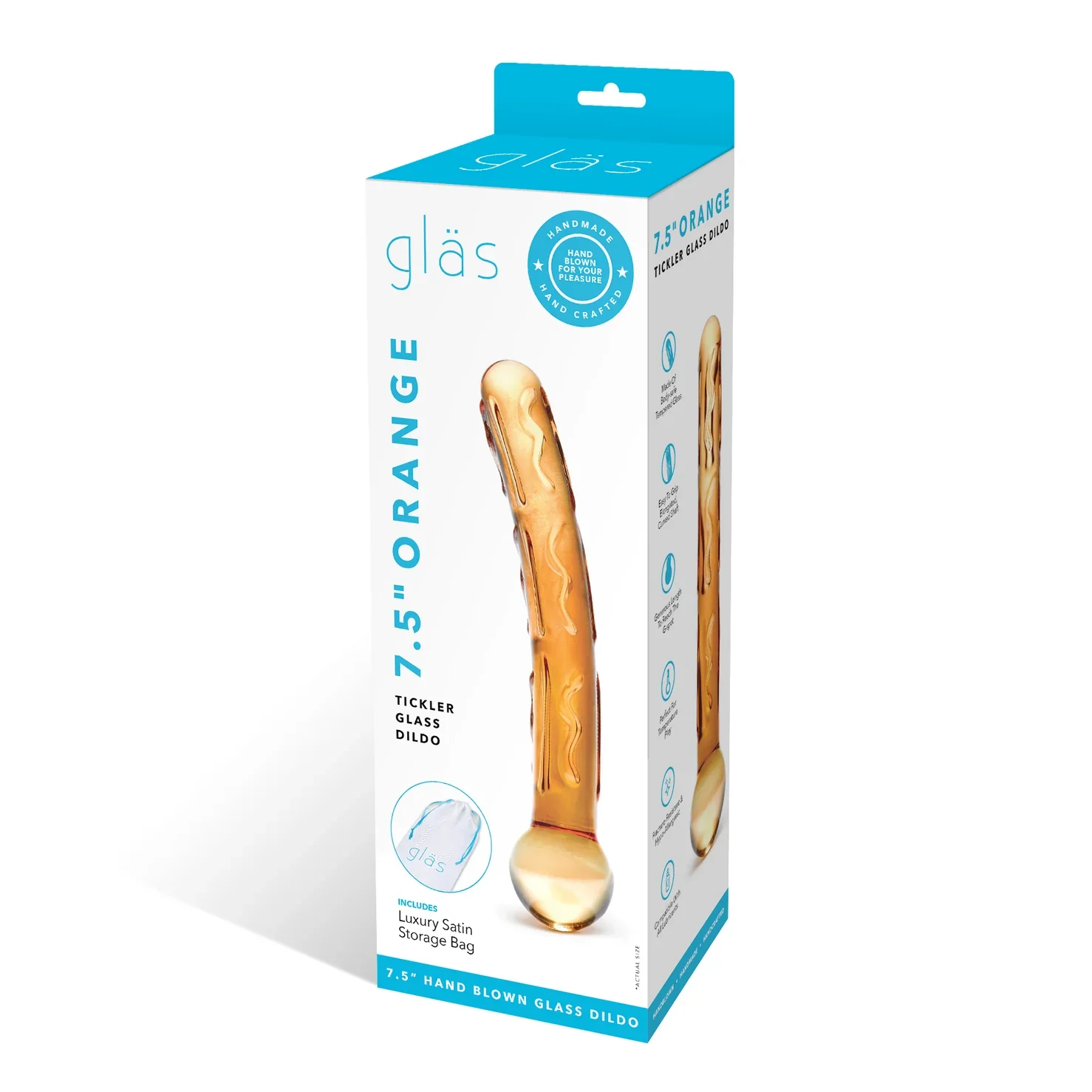 Gläs 7.5" Orange Tickler Glass Dildo - Image 8