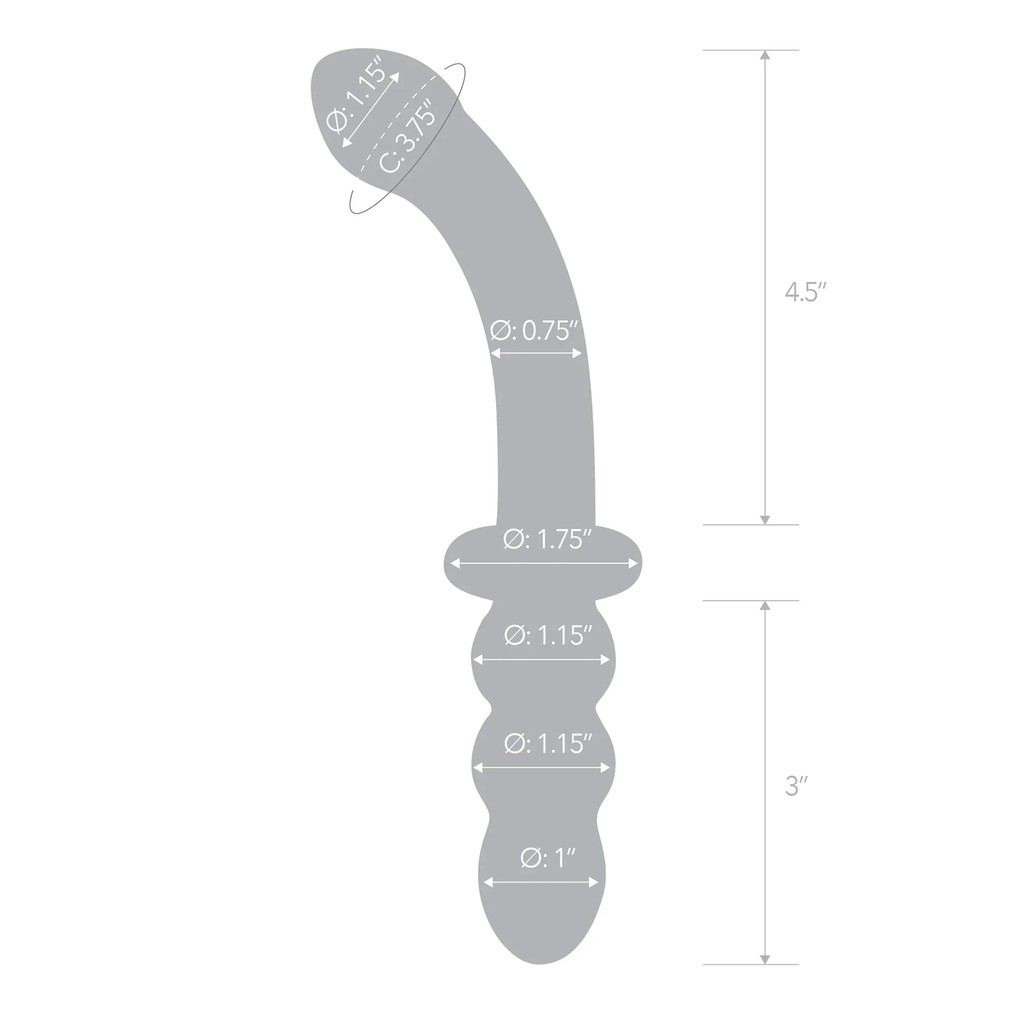 Gläs 8" Ribbed P-Spot Glass Dildo - Image 7