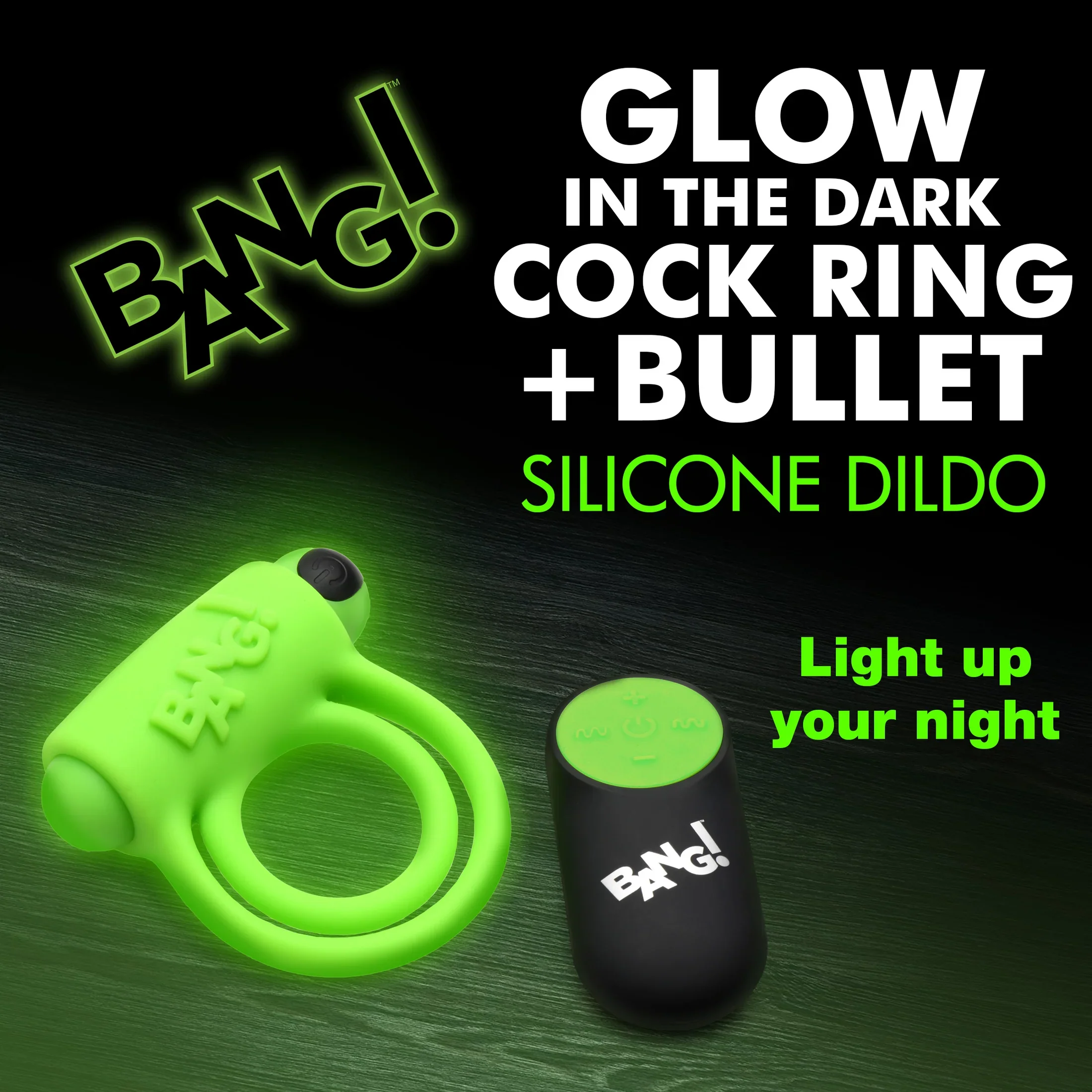 GLOW-IN-THE-DARK SILICONE VIBRATING COCK RING - Image 2