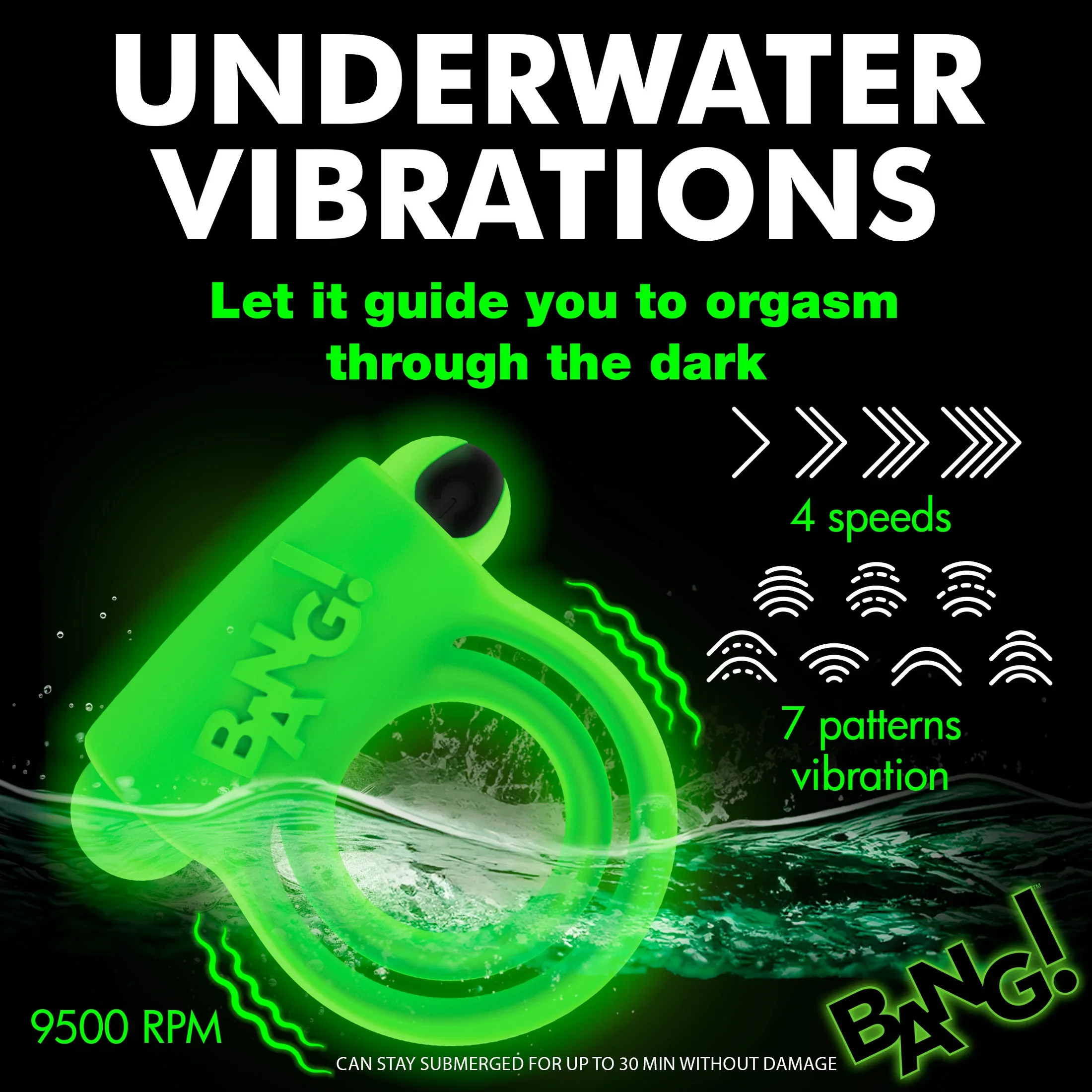 GLOW-IN-THE-DARK SILICONE VIBRATING COCK RING - Image 3