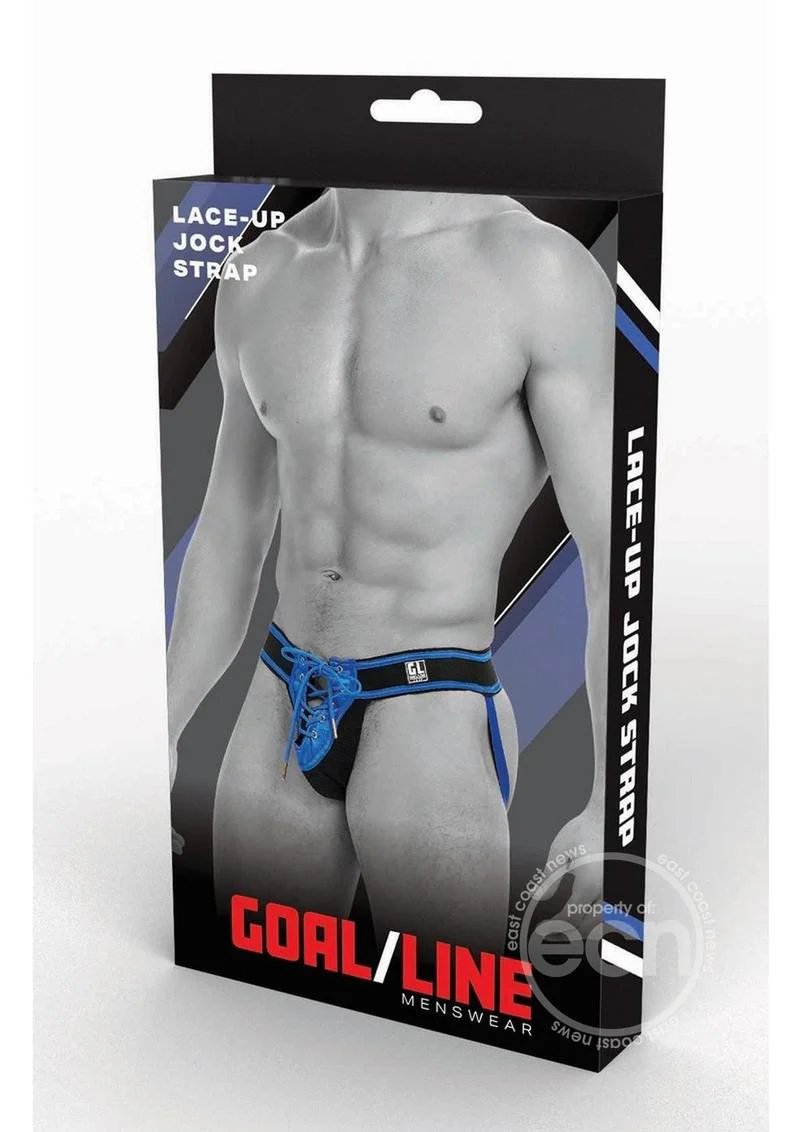 Goal Line Lace-Up Jockstrap Blue - Image 3