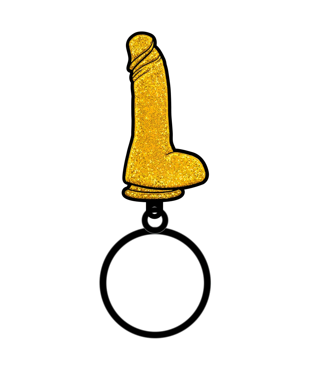 Gold Glitter Dildo Keychain - Image 2