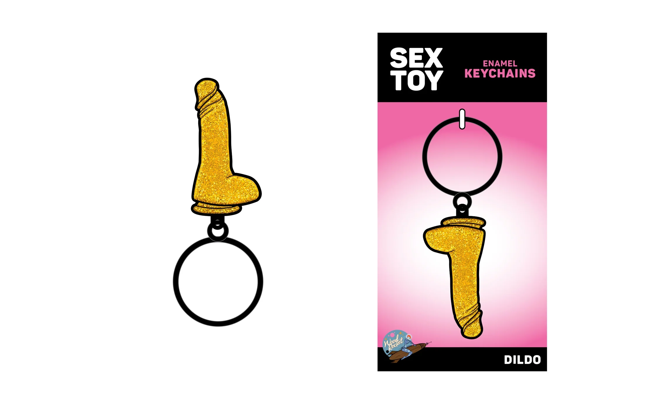 Gold Glitter Dildo Keychain - Image 3