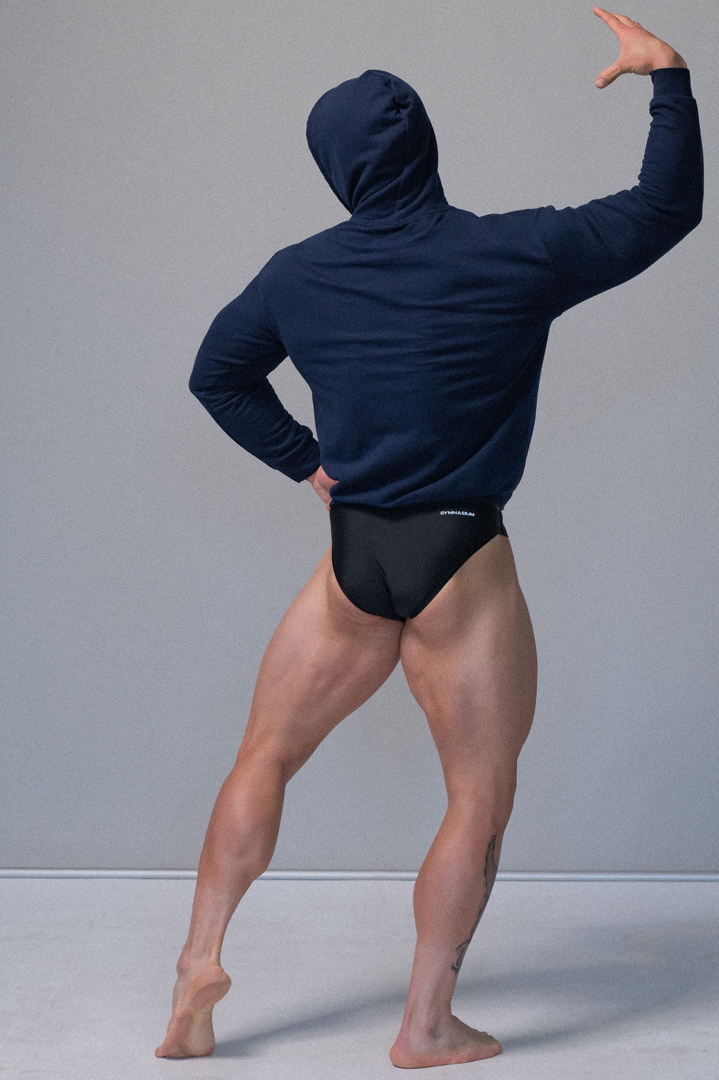 GYMNASIUM THE BODY WORK HOODED SWEATSHIRT NAVY BLUE - Image 5