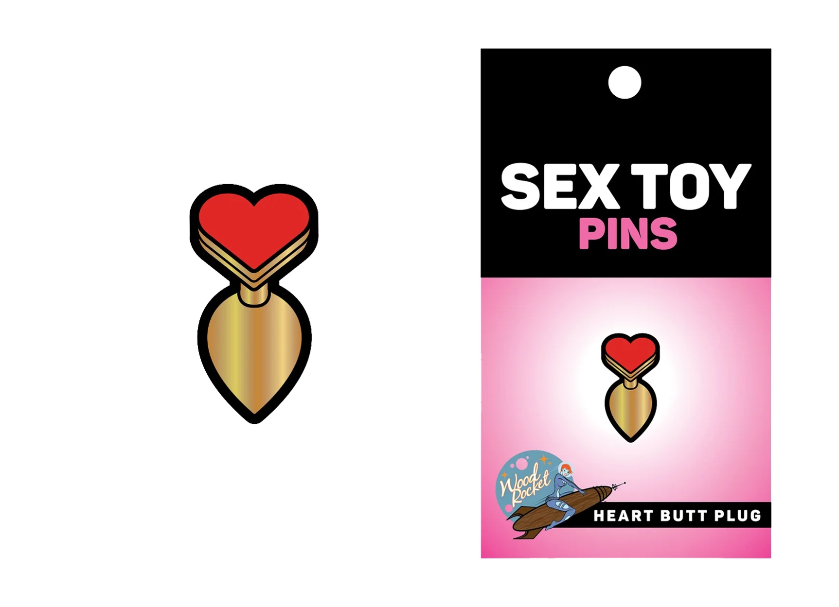 Heart Butt Plug Enamel Pin - Image 3