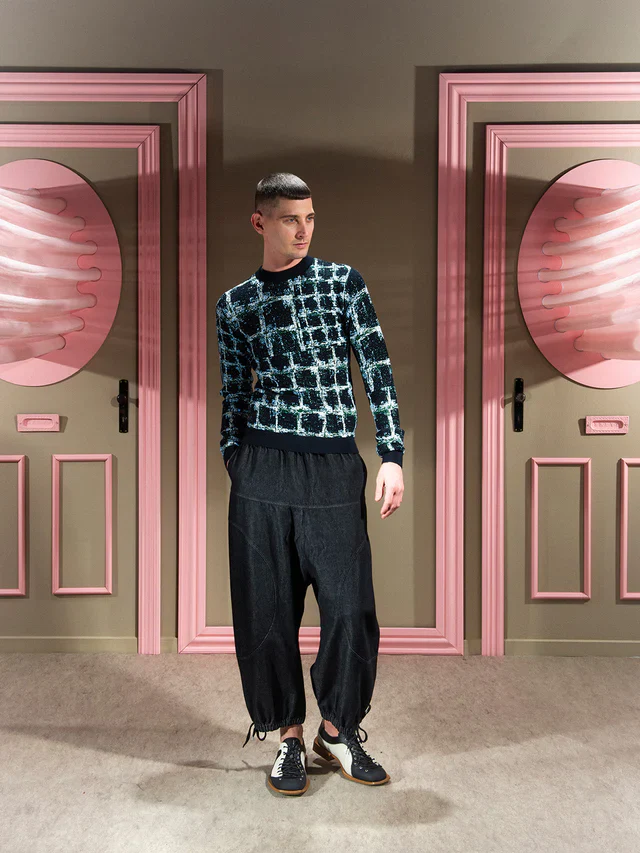 Henrik Vibskov DUSK KNITTED BLOUSE - BLACK SHIBORI CHECKS - Image 5