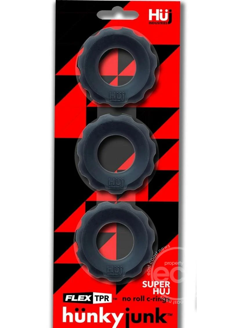 Hunkyjunk HUJ Cockrings (3 Pack) - Tar Ice - Image 2